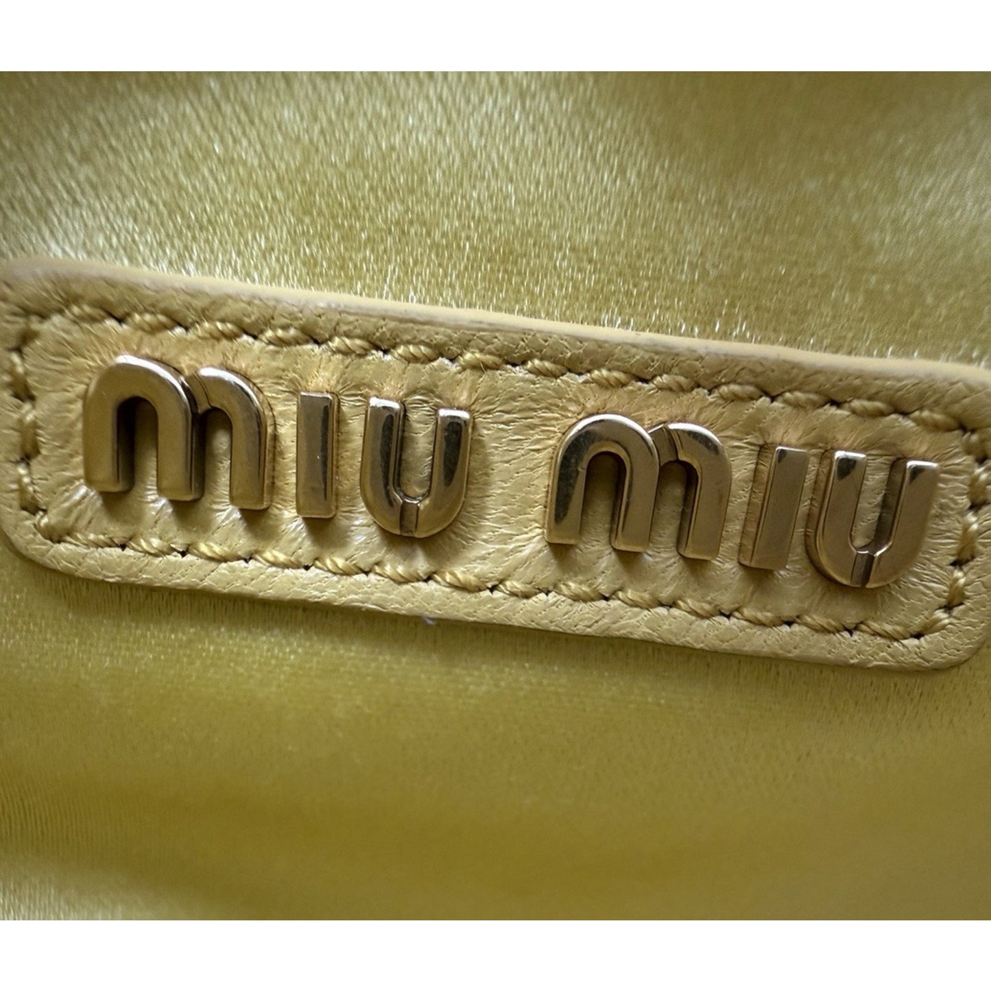 Miu Miu Wander Matelasse Nappa Leather Hobo Bag Small in Yellow