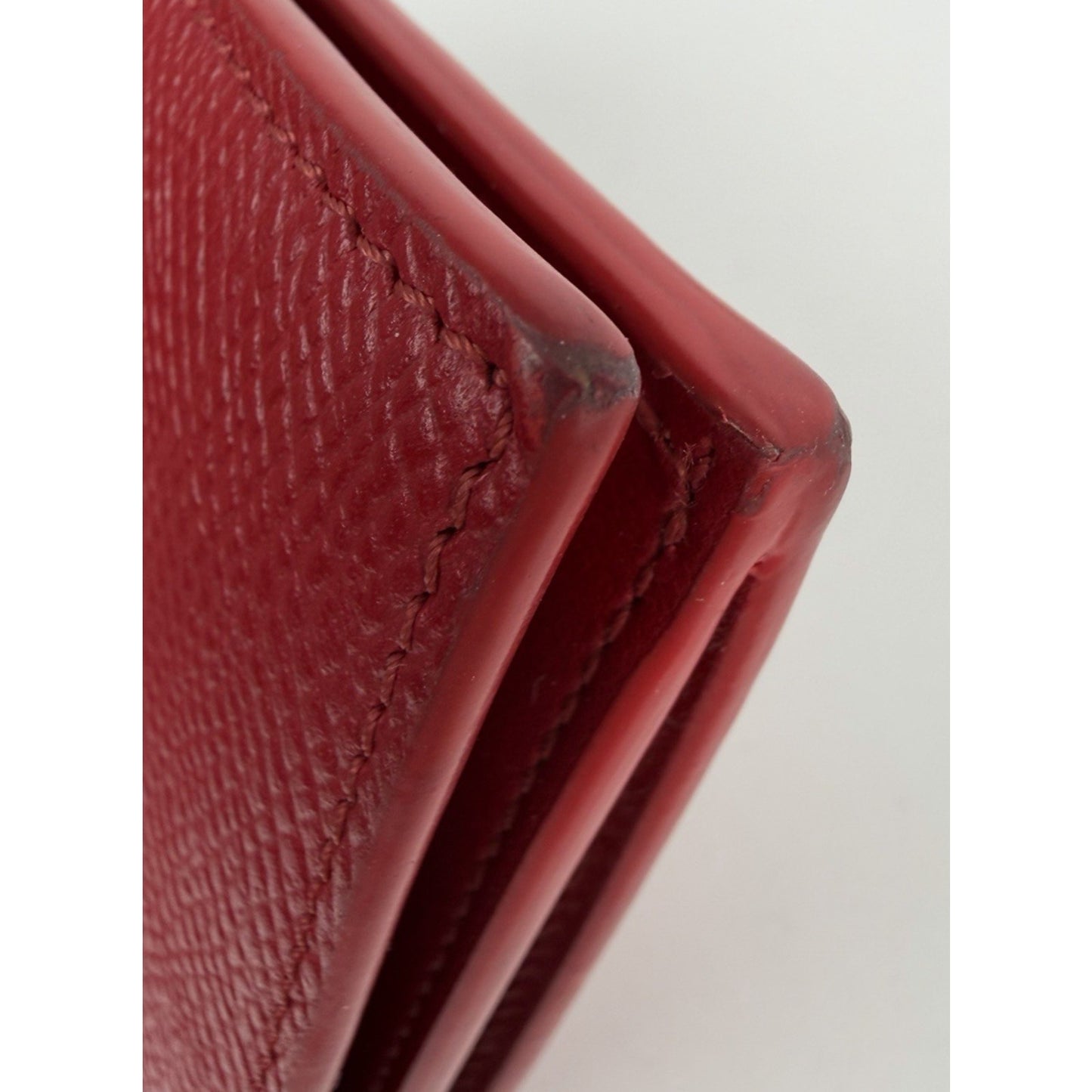 Celine Strap Wallet Medium Red Grained Calfskin Leather & Snap-Button K1