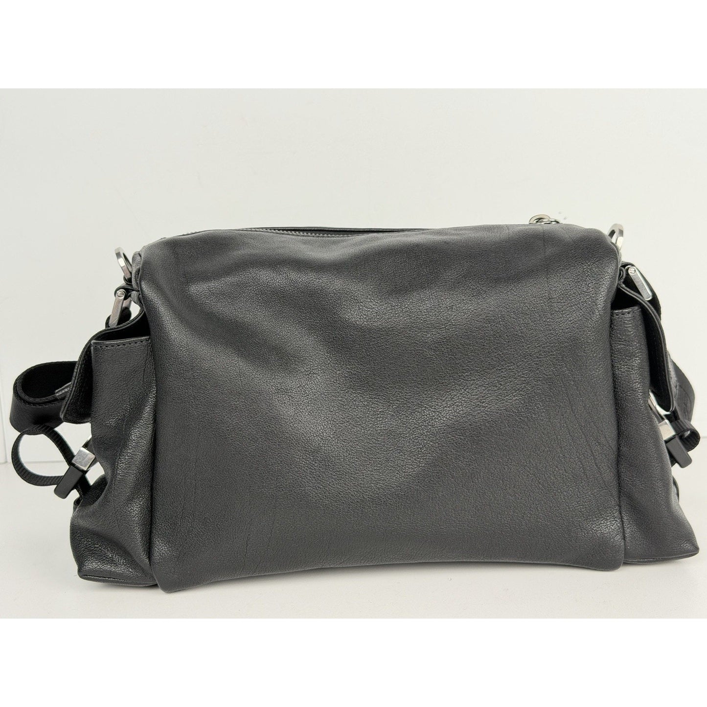 Prada Explore Leather Zip Messenger Bag in Black for Man Silver-Tone Hardware E4