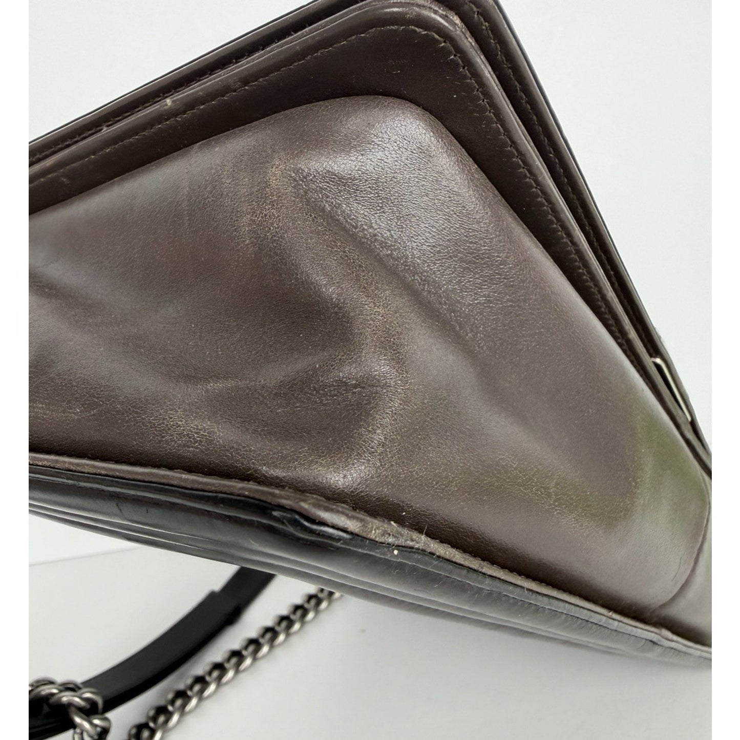 Chanel Boy Flap Bag Glazed Calfskin Large in Brown and Black 2011 B1