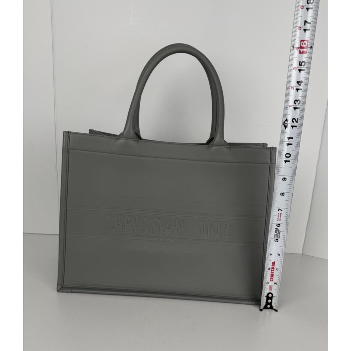 Christian Dior Book Tote Bag Medium in Gray Calfskin Leather 2020 S