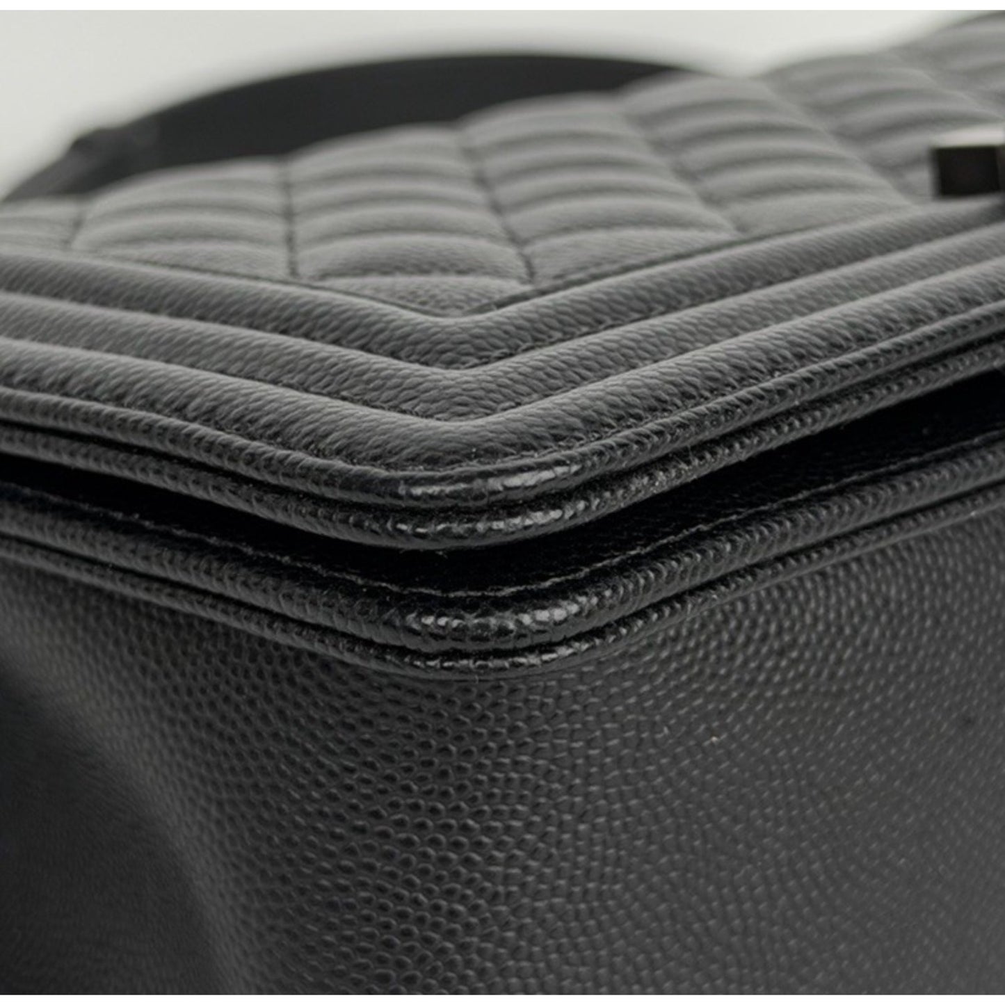 Chanel Boy Flap Bag Old Medium in Black Caviar Leather Gunmetal Hardware NFC C6