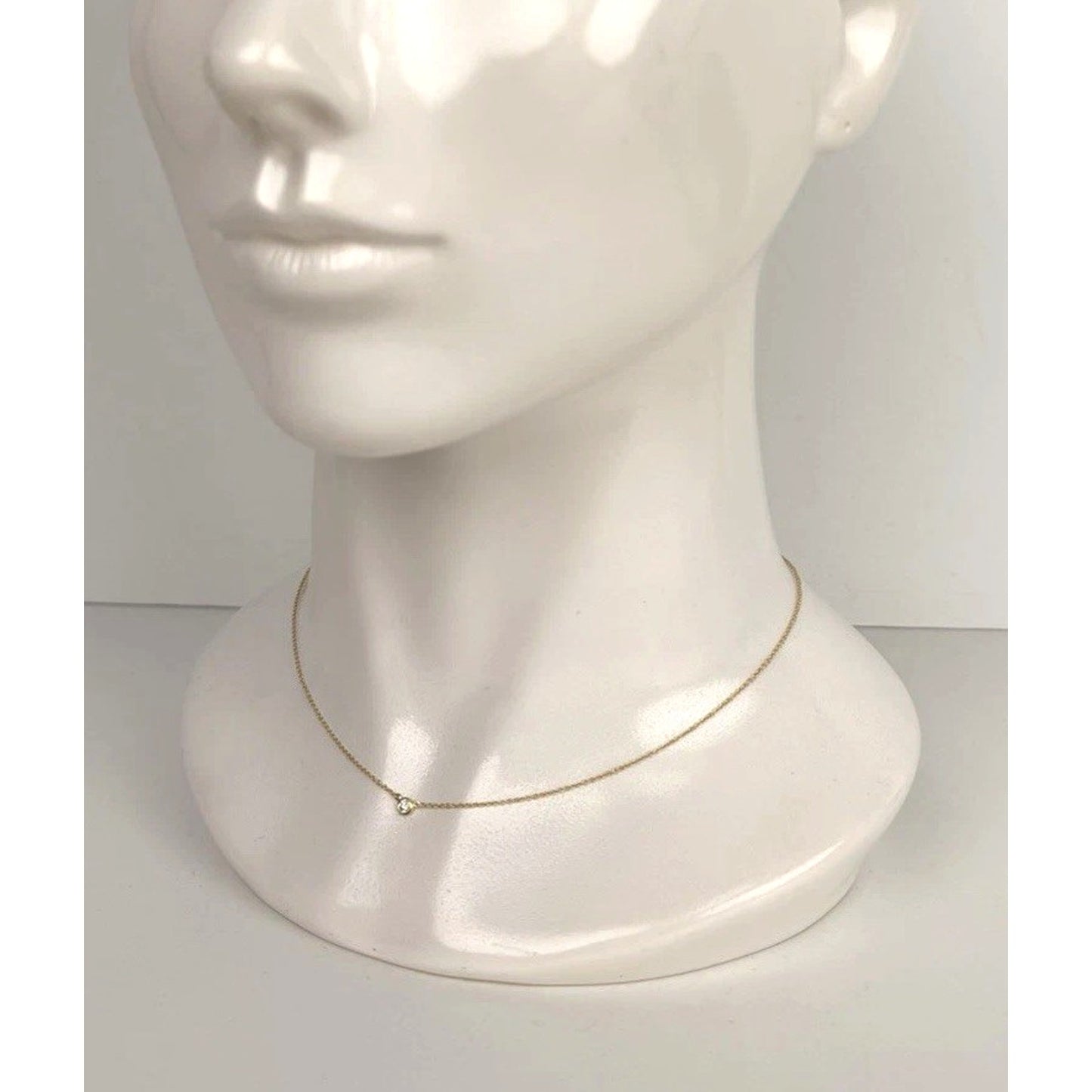 Tiffany & Co. Elsa Peretti 18k Yellow Gold & Diamond Pendant Necklace 16 In