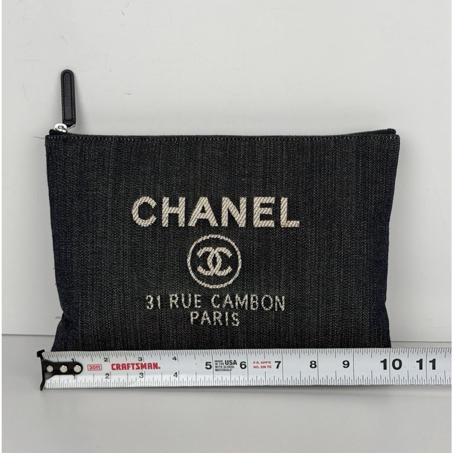 Chanel Deauville Pouch Dark Blue Denim Medium "31 Rue Cambon" Logo 2017 K3