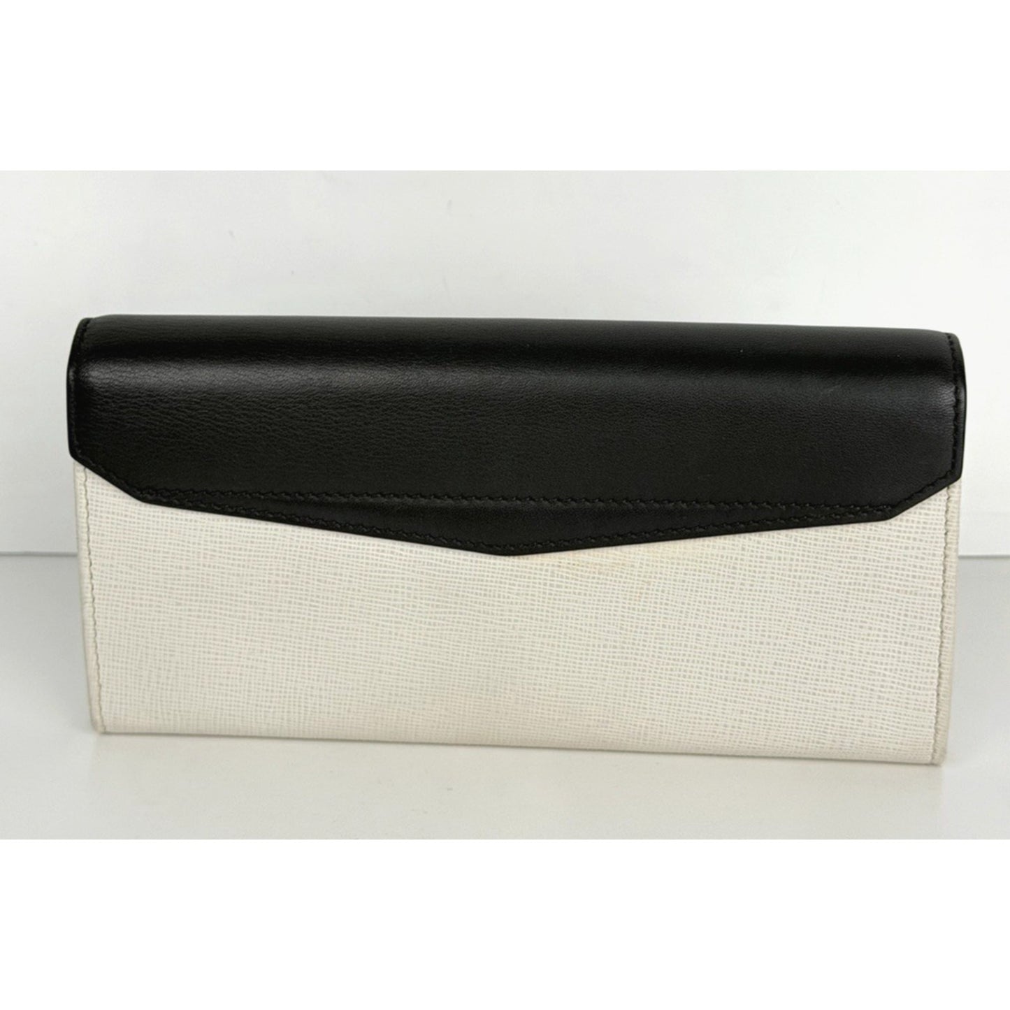 Fendi Envelope Long Wallet in White and Black Leather