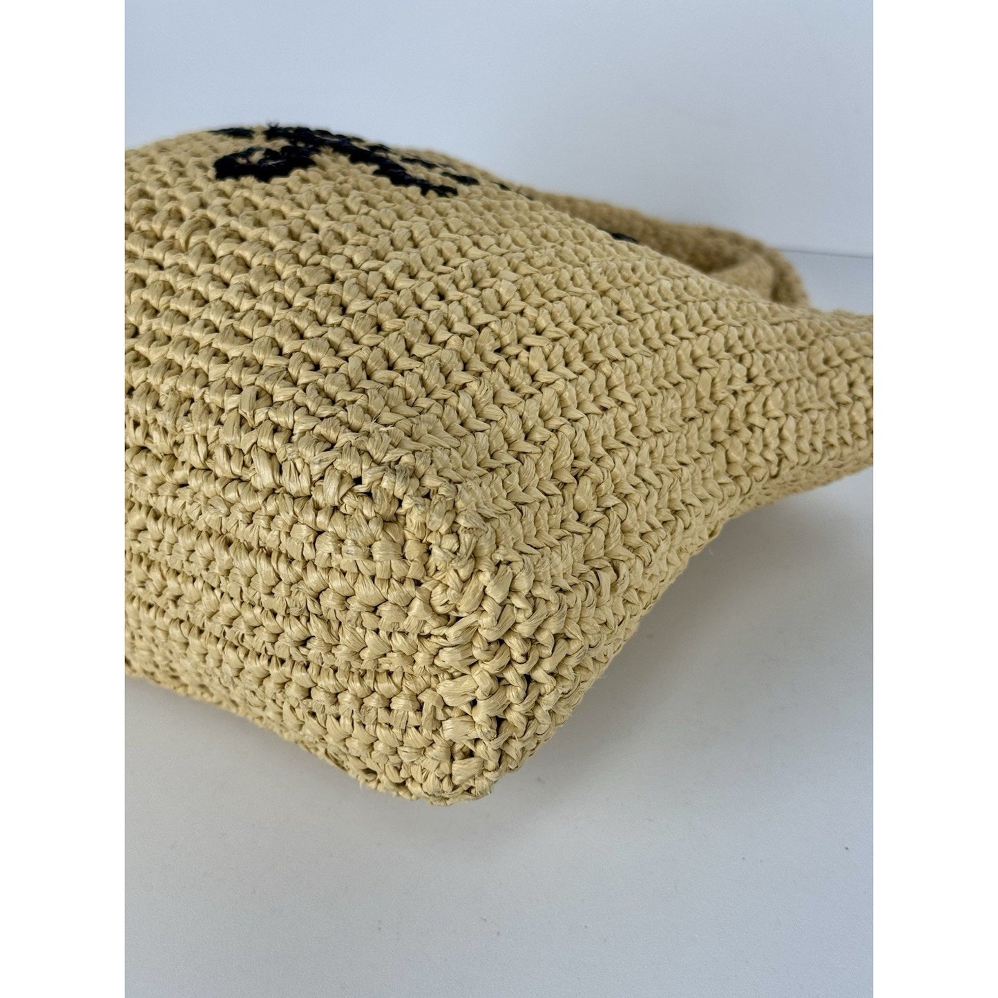 Prada Raffia Tote Bag Beige with Embroidered Logo B-2