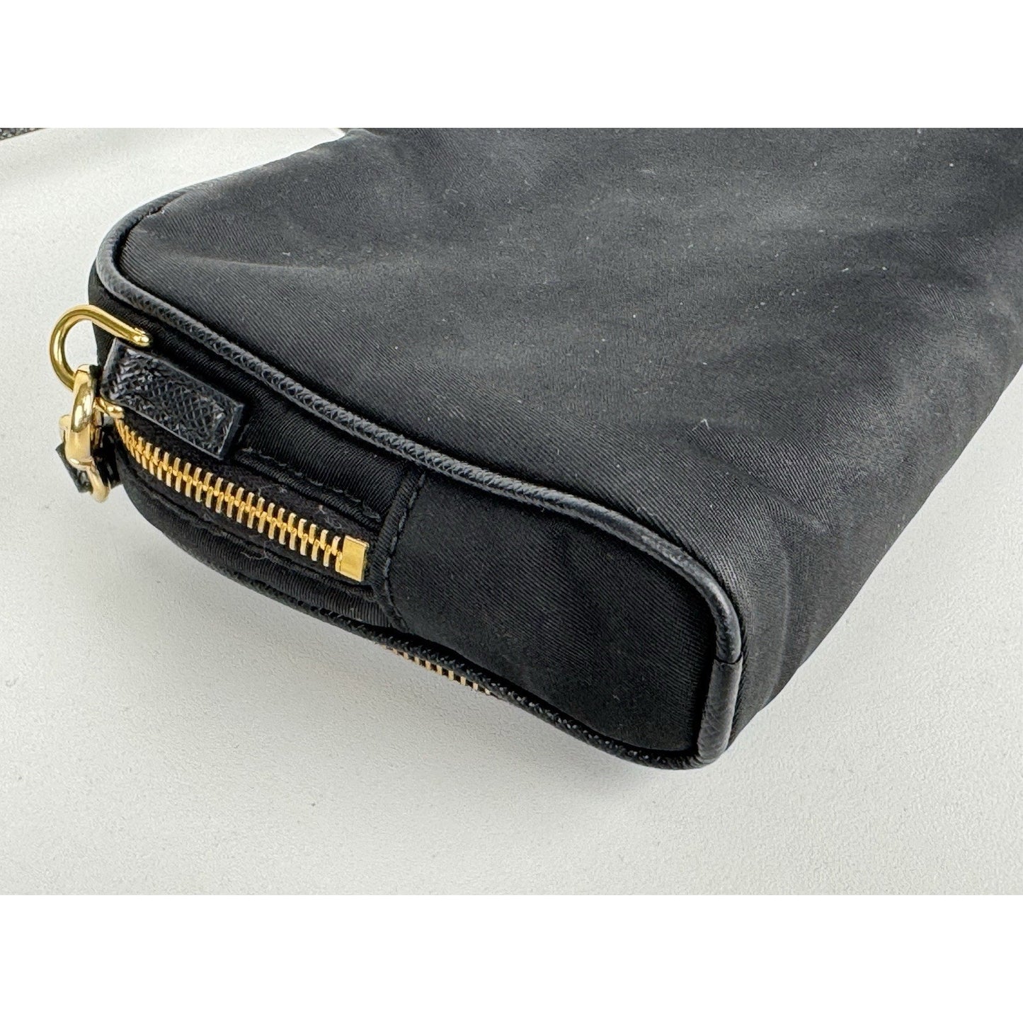 Prada Saffiano Leather Mini Double Zip Crossbody Black B-6