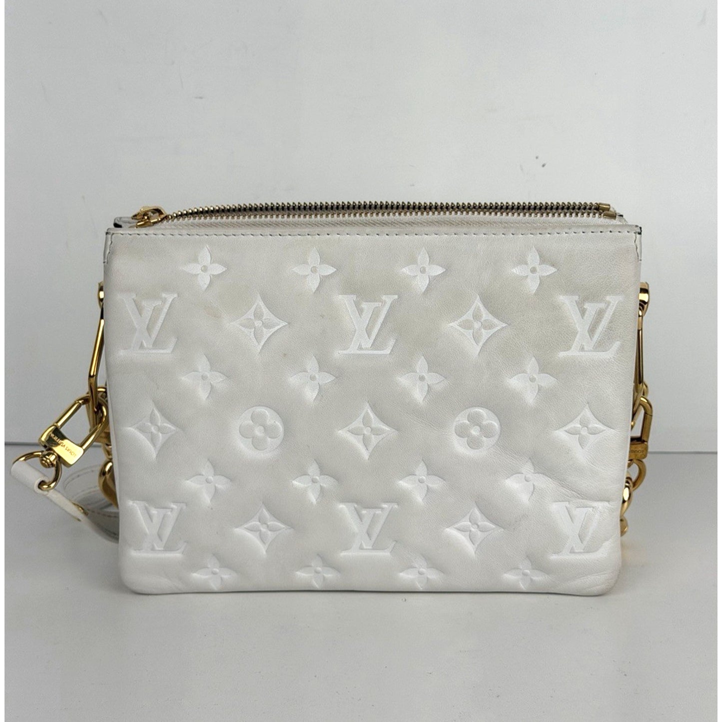 Louis Vuitton Coussin BB Shoulder Bag in White Embossed LV Monogram NFC E-1