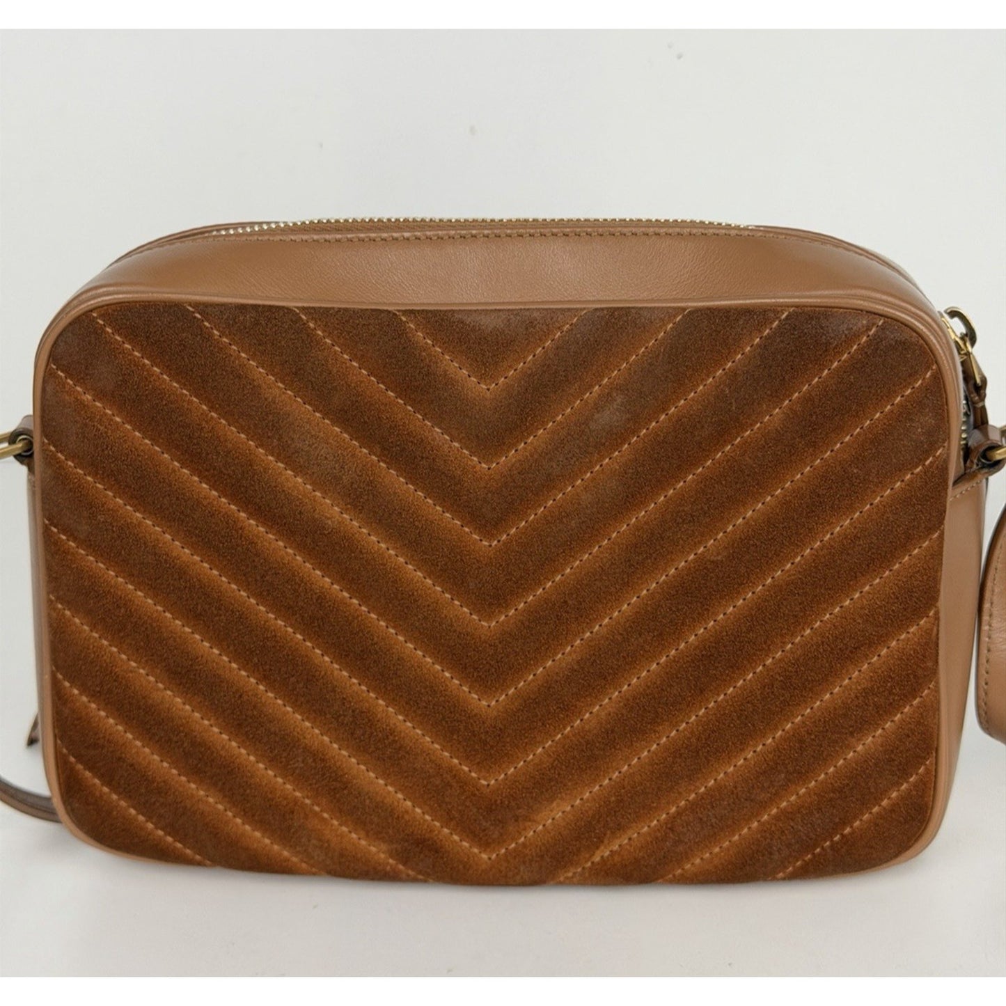 Saint Laurent Lou Camera Bag Medium Matelasse in Brown Suede and Leather S