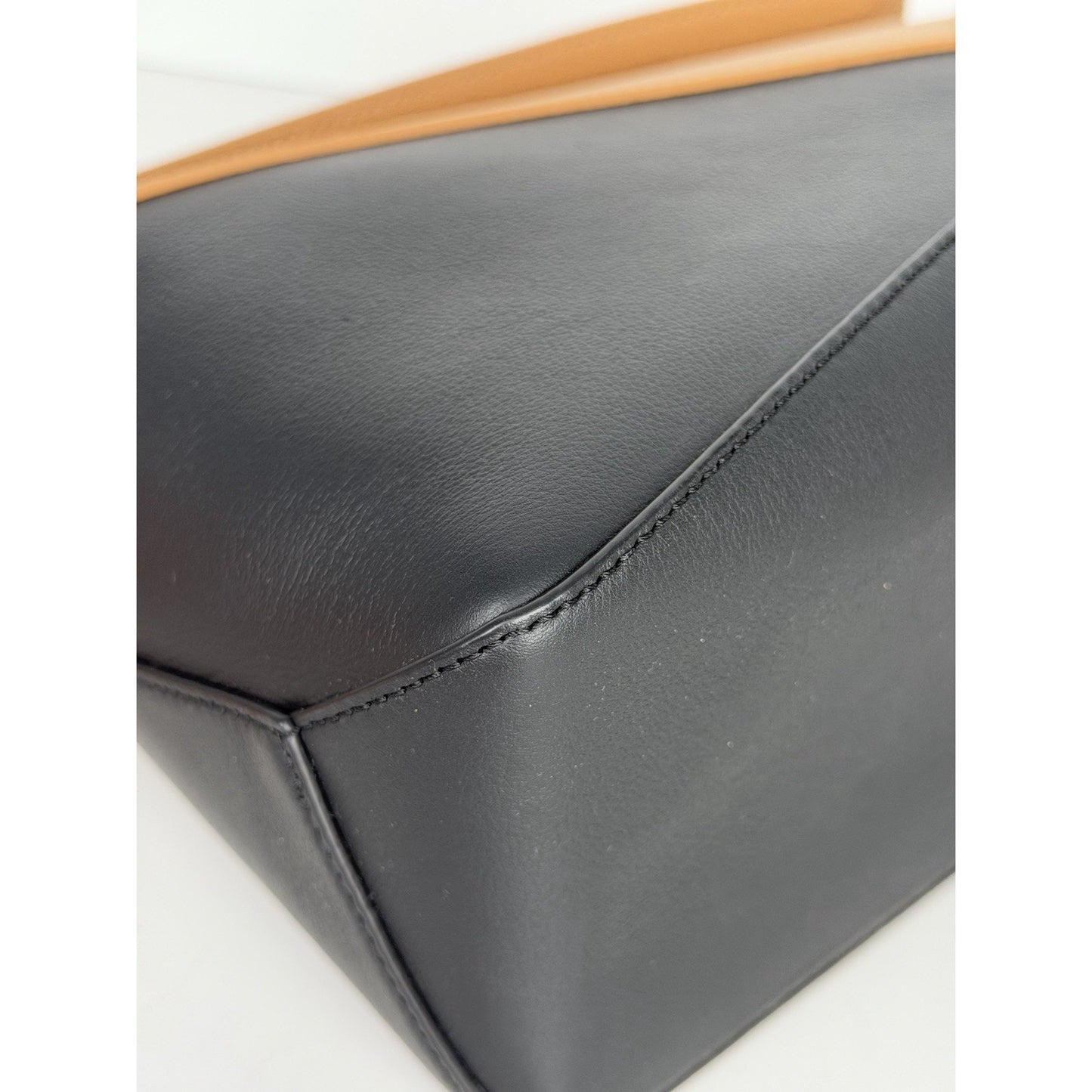 LOEWE Puzzle Edge Small Bag in Brown and Black Calfskin Leather B1