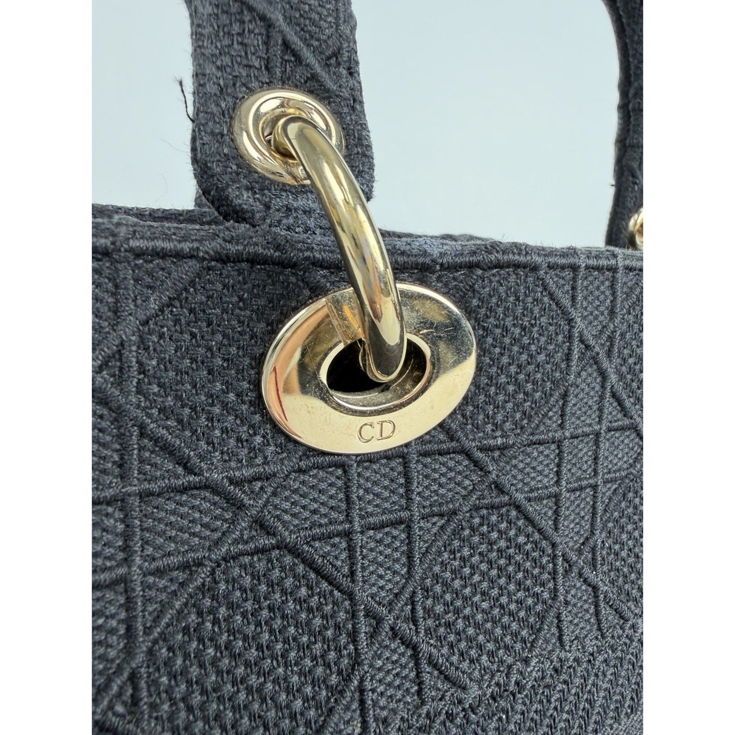 Christian Dior Lady D-Lite Bag Medium in Black Embroidered Canvas 2020 D9