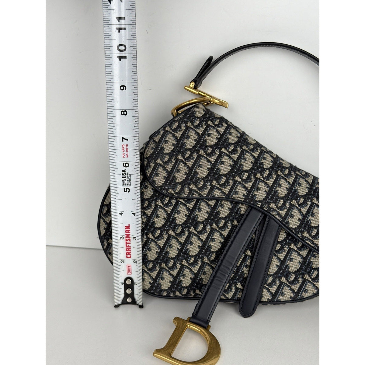 Christian Dior Blue Oblique Jacquard Saddle Medium Bag C-4