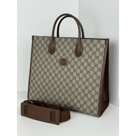 Gucci Interlocking G Tote And Shoulder Bag Women Brown Canvas