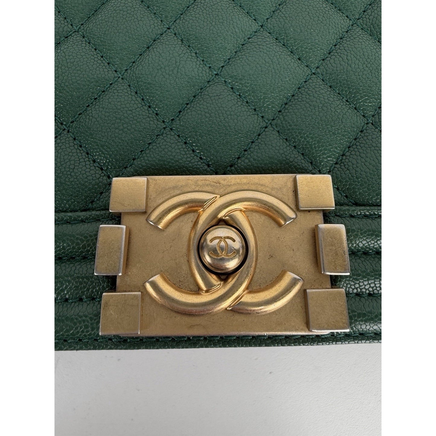 Chanel Boy Flap Bag Medium in Green Caviar Leather Gold Hardware 2018–2019 C-9
