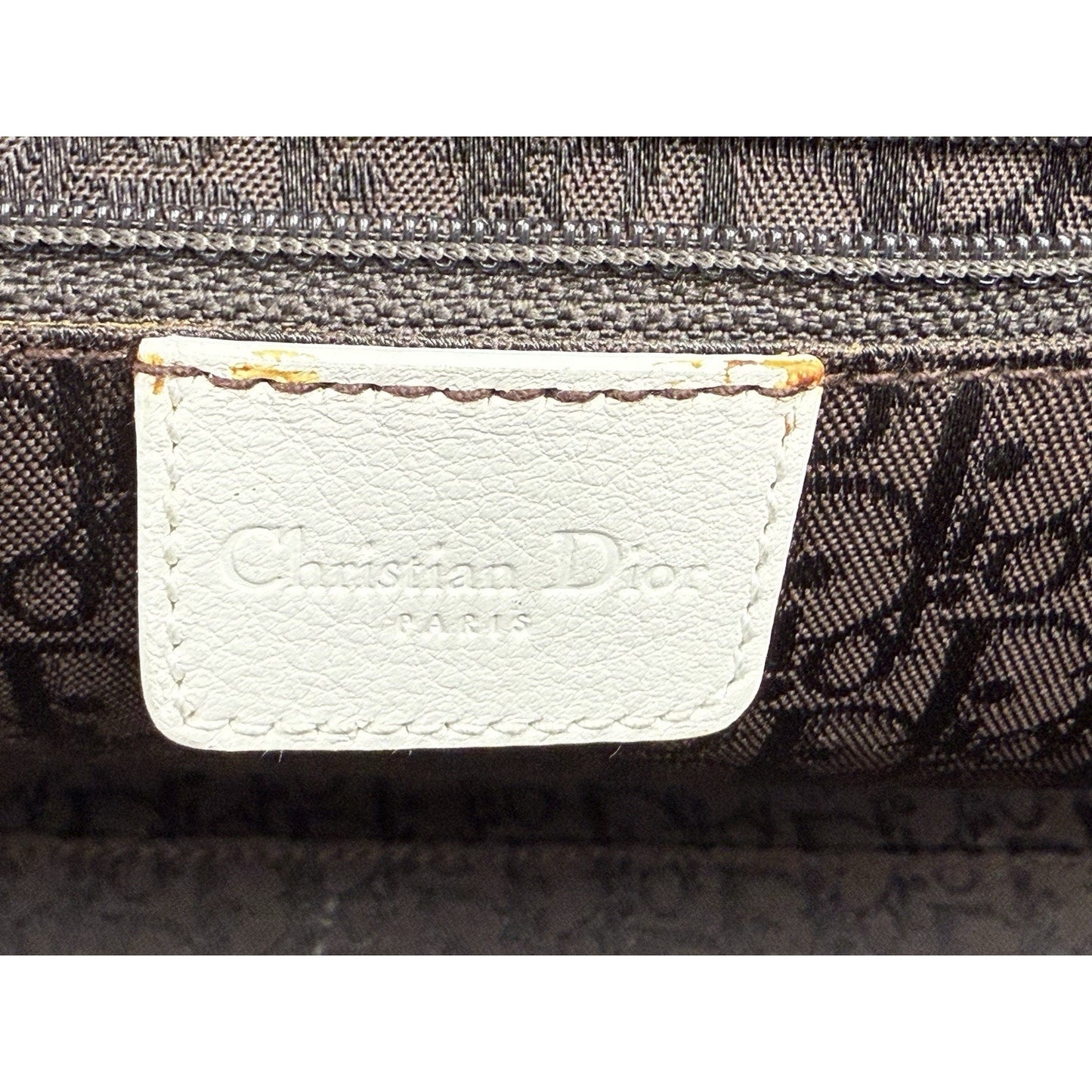 CHRISTIAN DIOR Leather Charm Satchel White