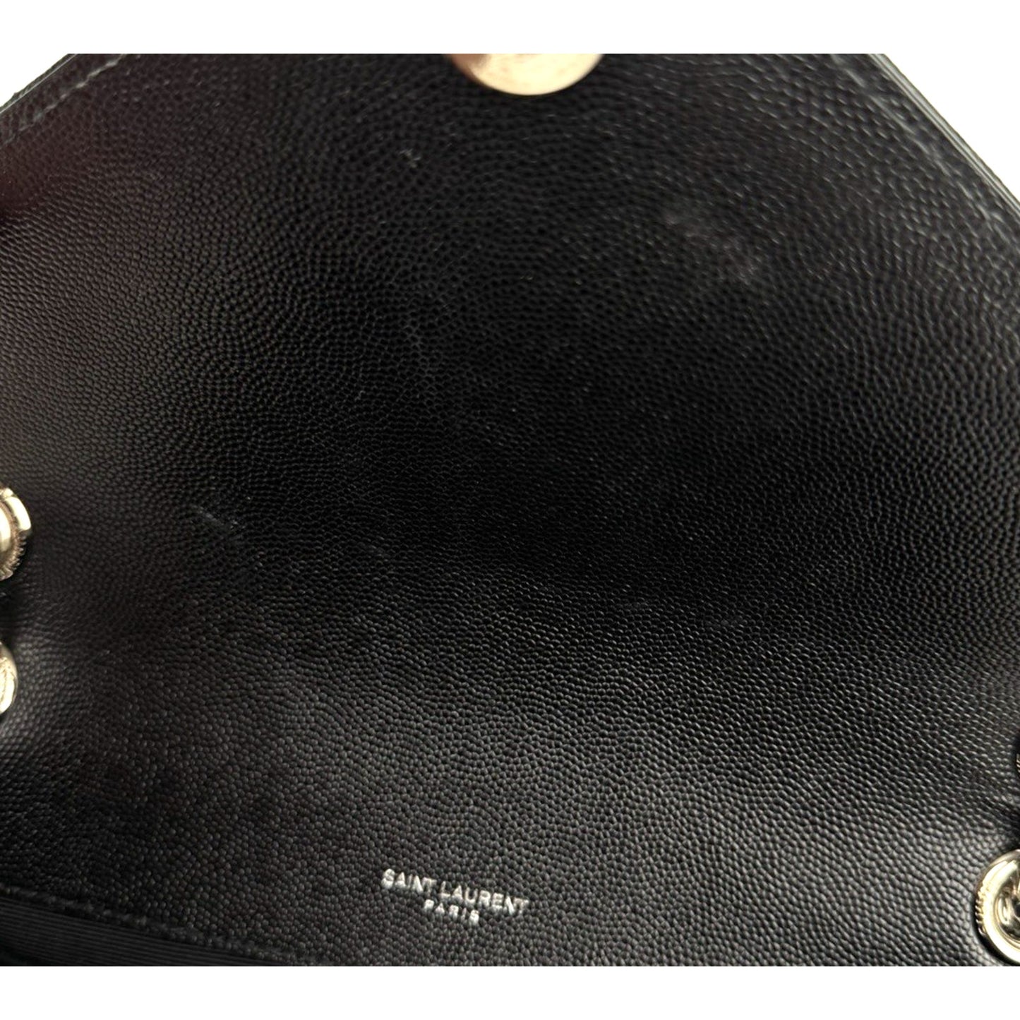 Saint Laurent Envelope Medium Chain Bag in Black Grain de Poudre Leather C6