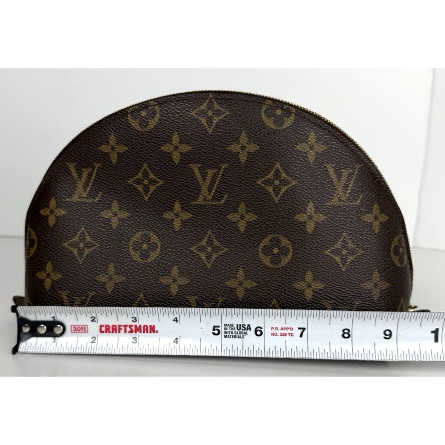 Louis Vuitton Monogram Trousse Demi Ronde Cosmetic Pouch Bag in Brown S07