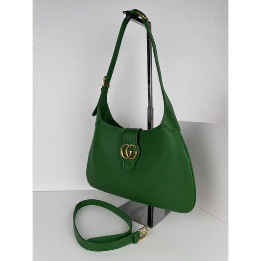 GUCCI Aphrodite GG 2 Way Shoulder Bag Green Calfskin Leather