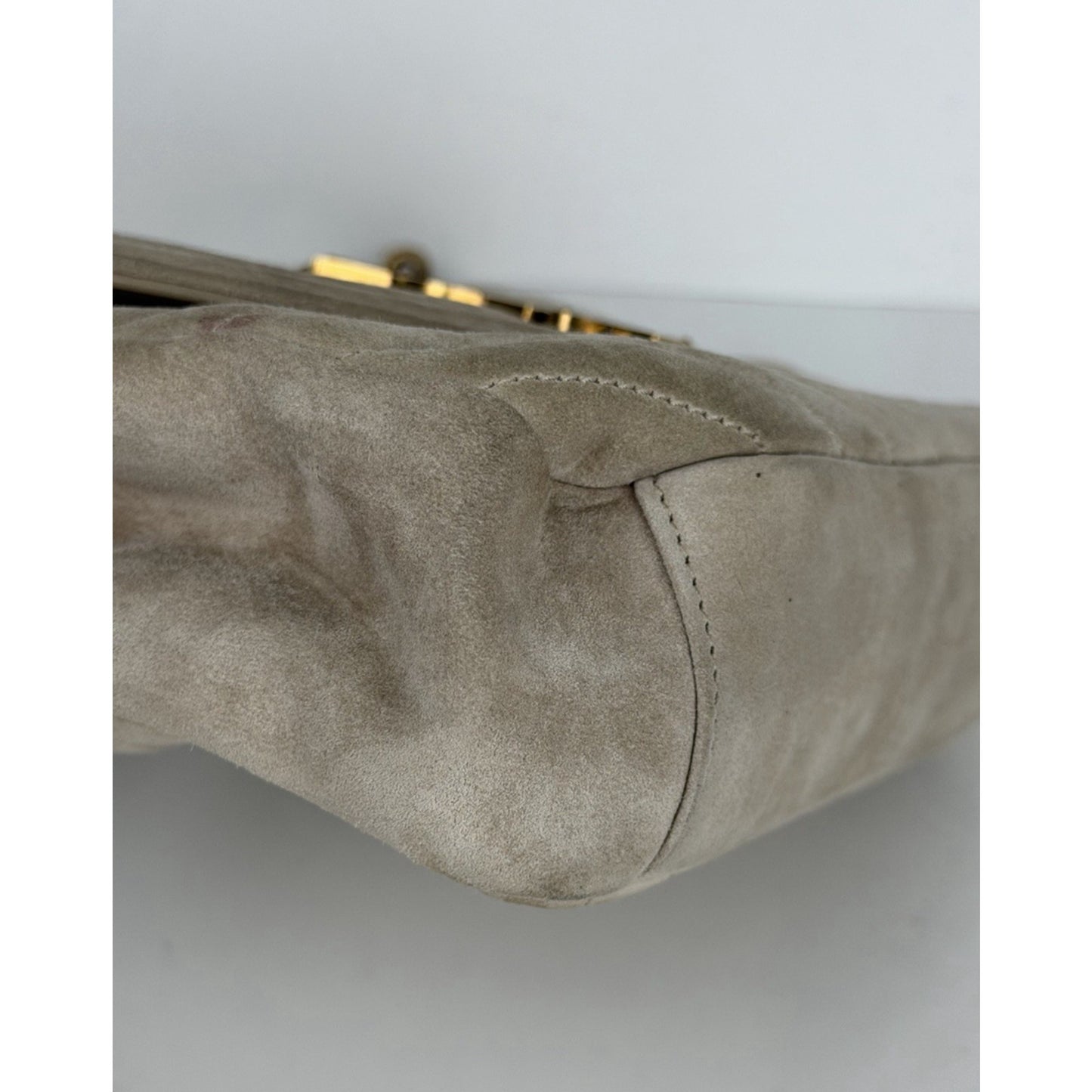 Saint Laurent Medium College Bag in Quilted Taupe Suede S10