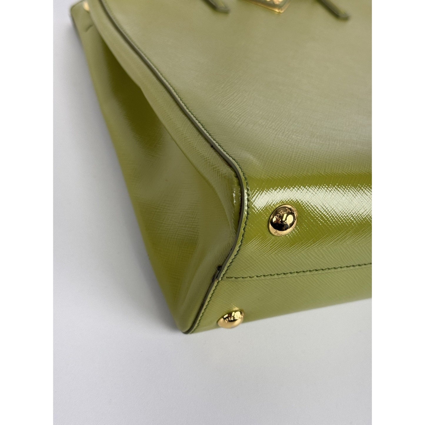 Prada Saffiano Leather Tote Bag Green with Gold Hardware D-1