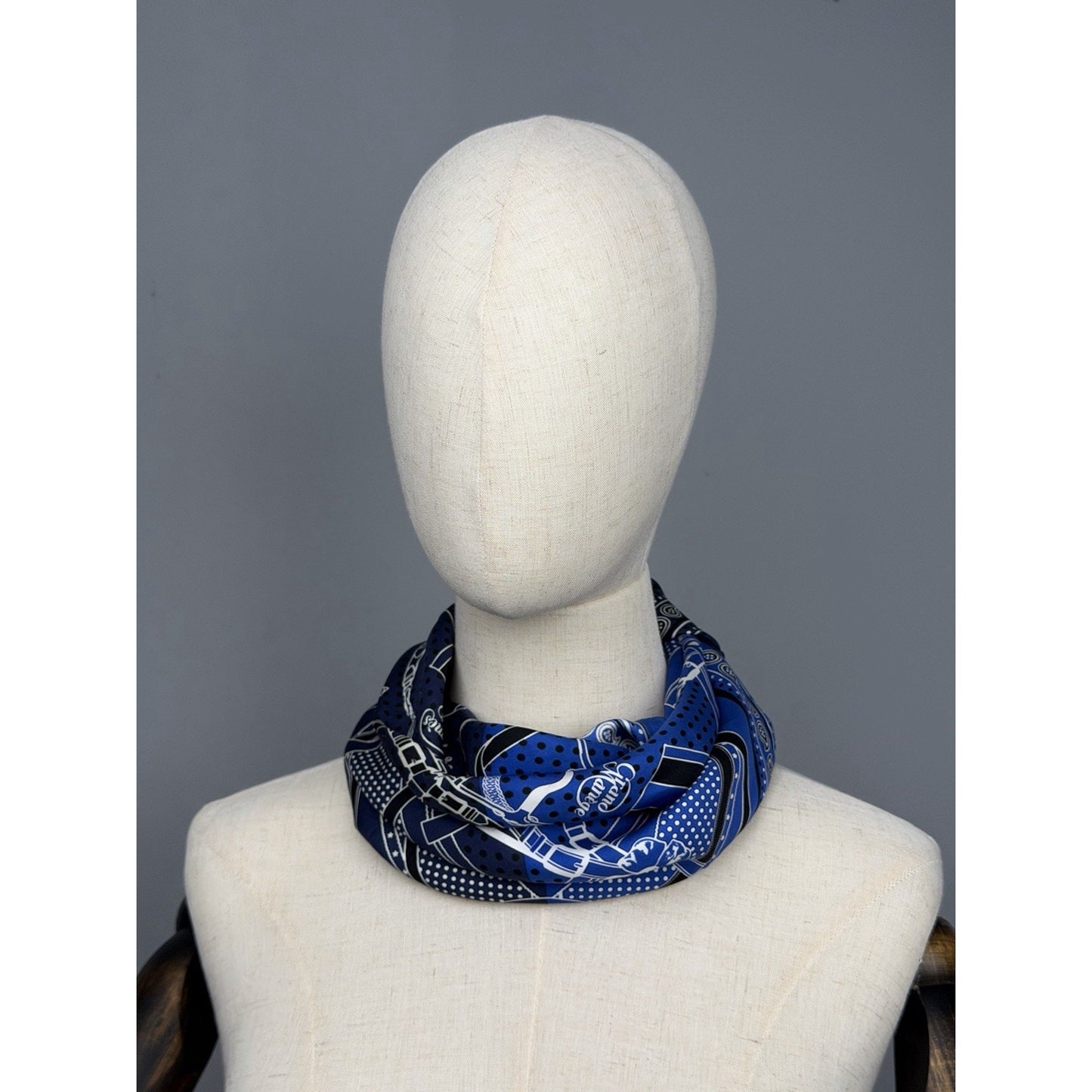 Hermes Buckle Print Bandana in Blue 100% Silk