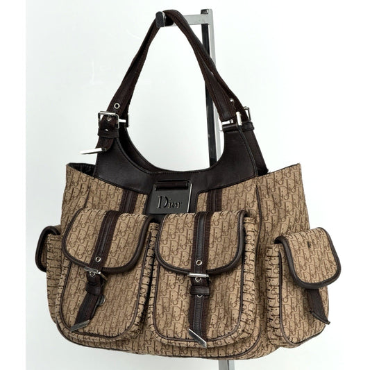 Christian Dior Diorissimo Street Chic Hobo Bag in Beige Canvas with Leather S