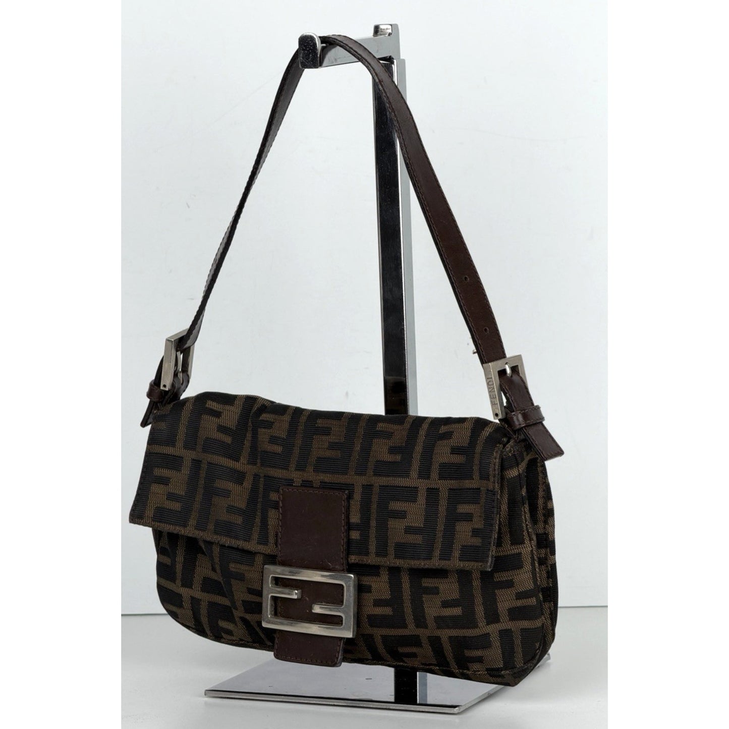 Fendi Zucca Mini Mamma Baguette Shoulder Bag in Brown FF Logo Canvas S