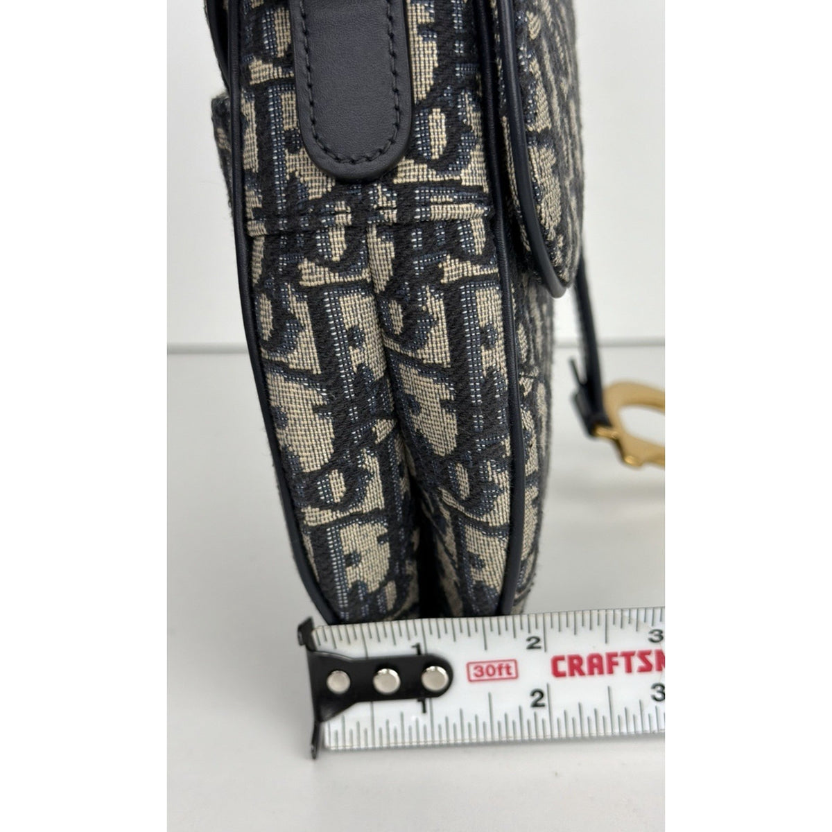 Christian Dior Blue Oblique Jacquard Saddle Medium Bag C-4
