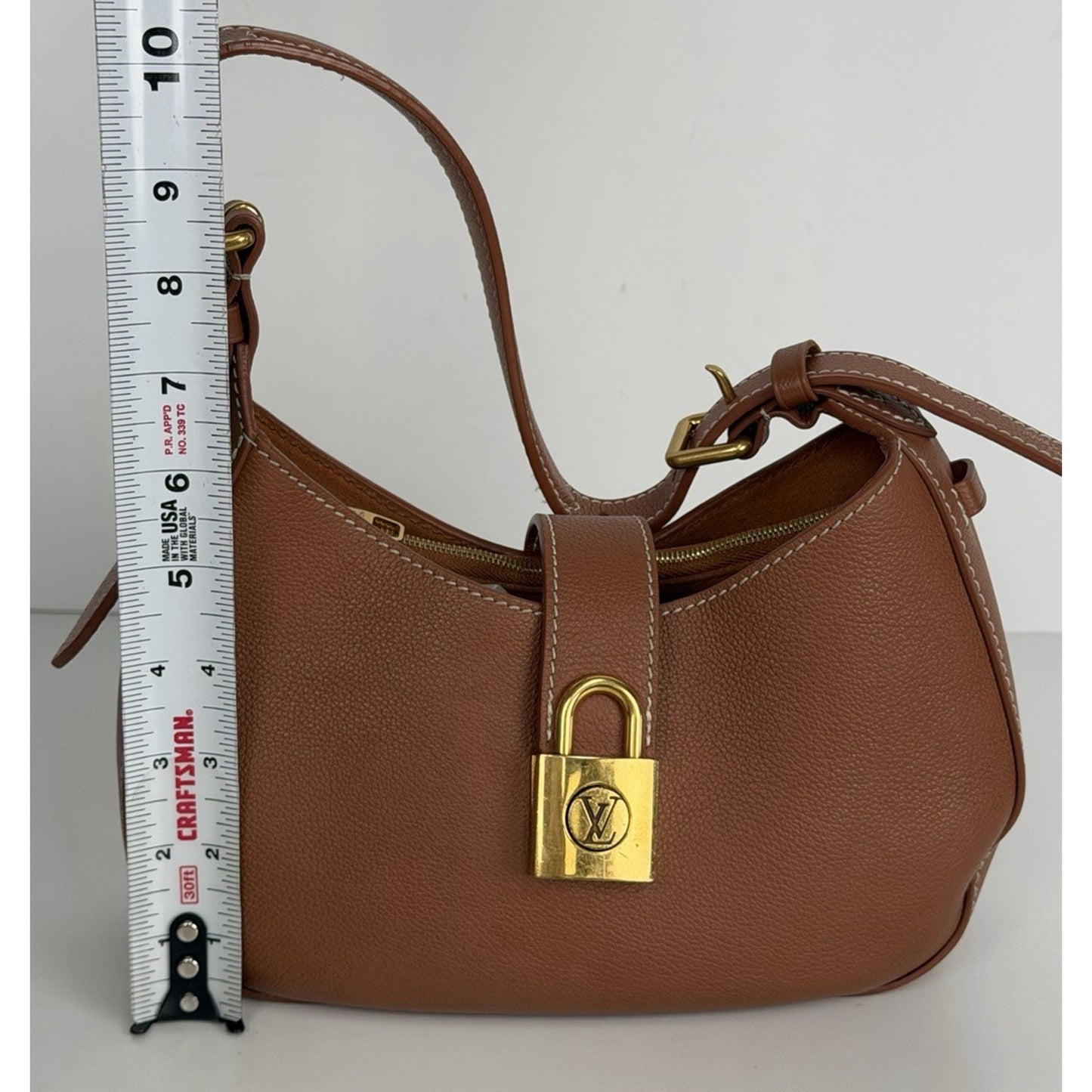 Louis Vuitton Grained Calfskin Low Key Shoulder Bag in Cognac Brown Leather