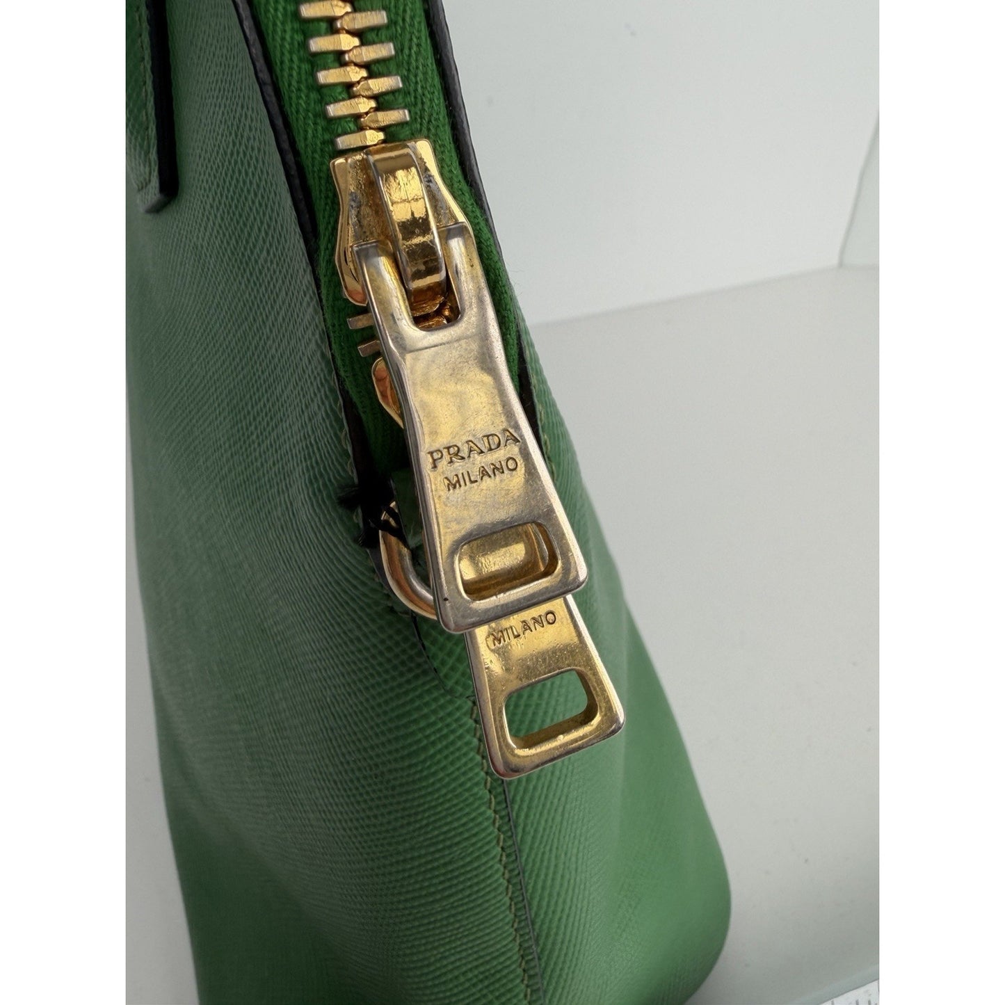 Prada Cuir Dome Satchel Medium Bag in Vibrant Green Saffiano Leather S