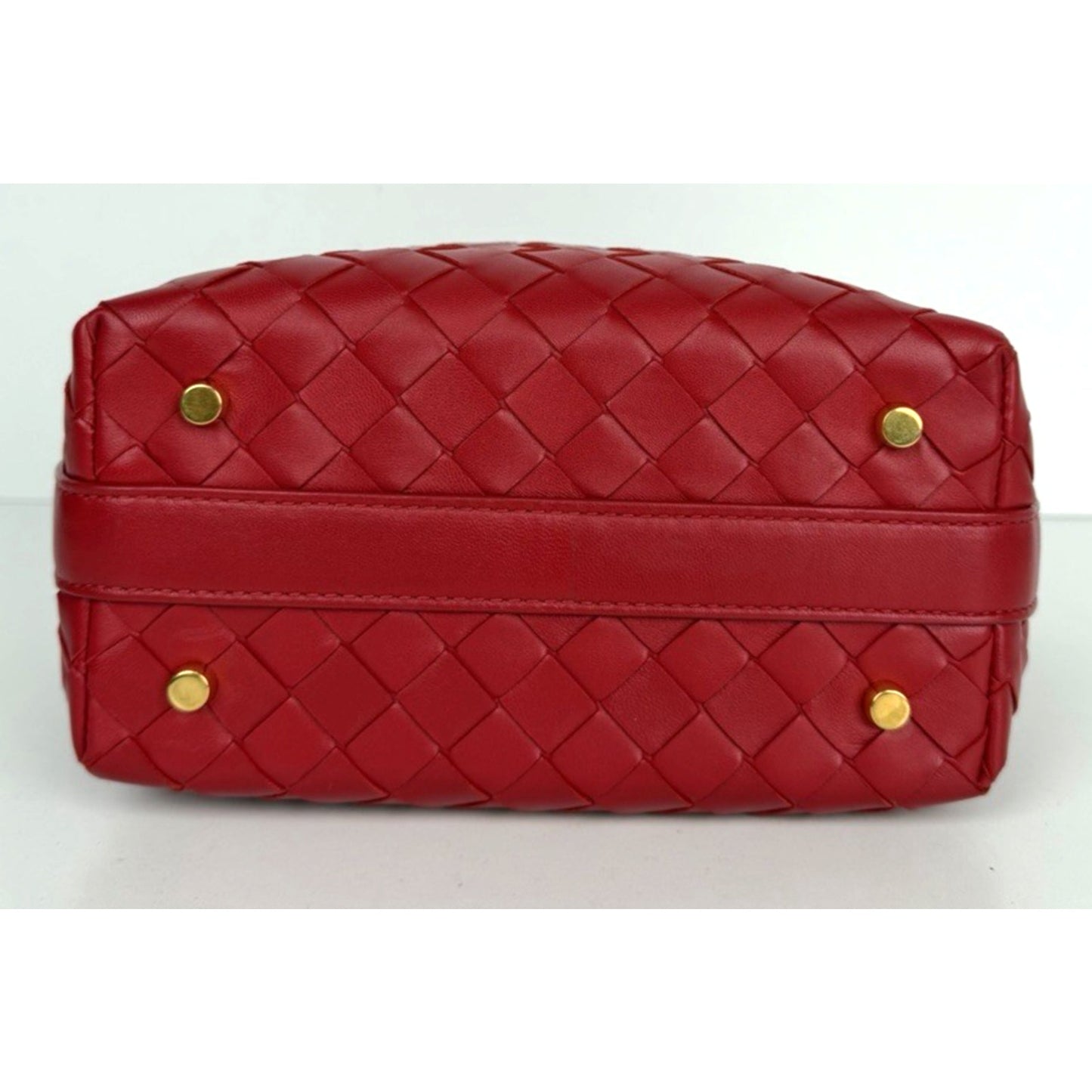 Bottega Veneta Mini Wallace Handbag Red Signature Intrecciato Woven Leather U3