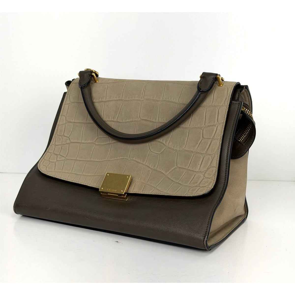 Celine Trapeze Micro Bag in Crocodile Embossed Calfskin Calfskin Leather S02