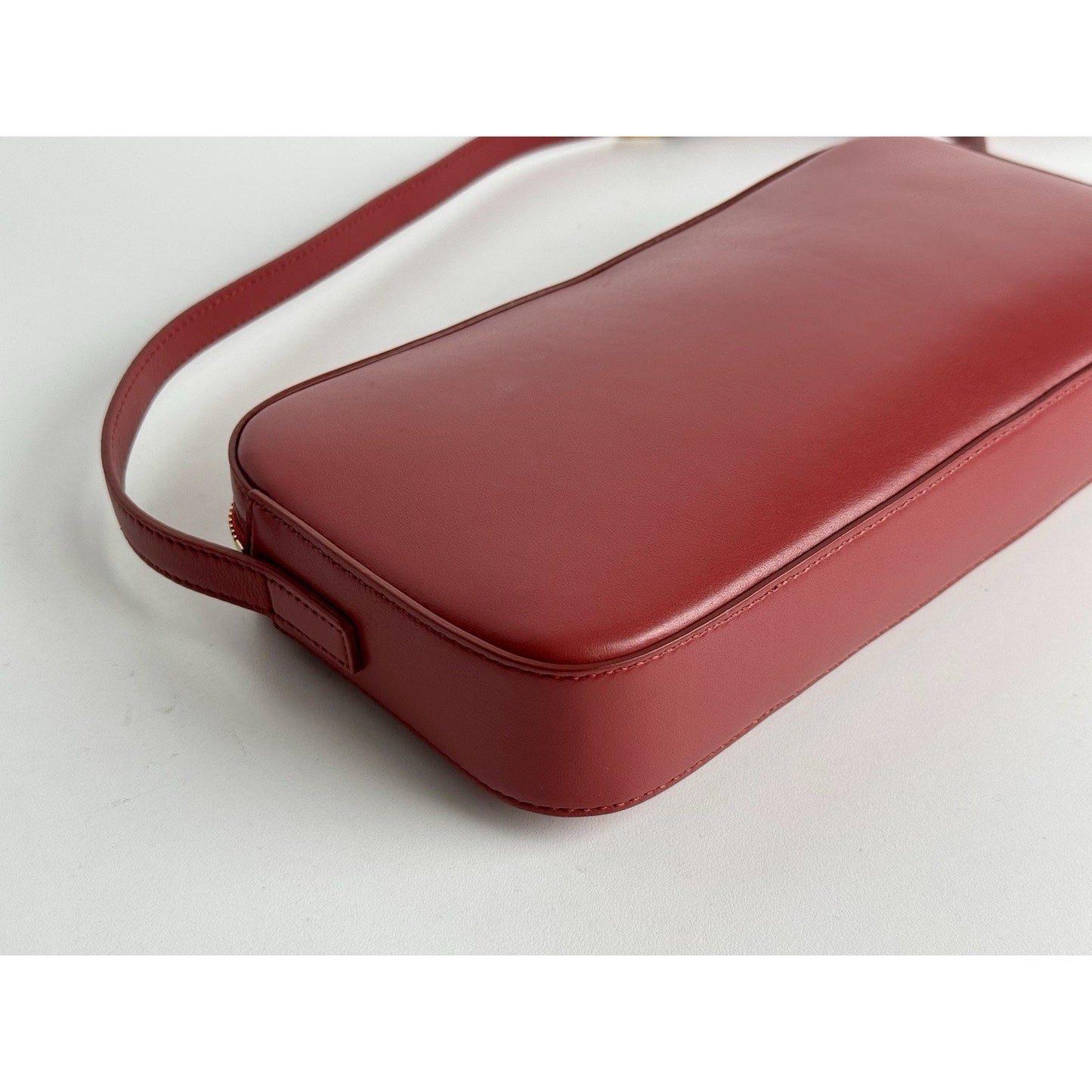 Celine Triomphe Camera Shoulder Bag Red Leather C-8