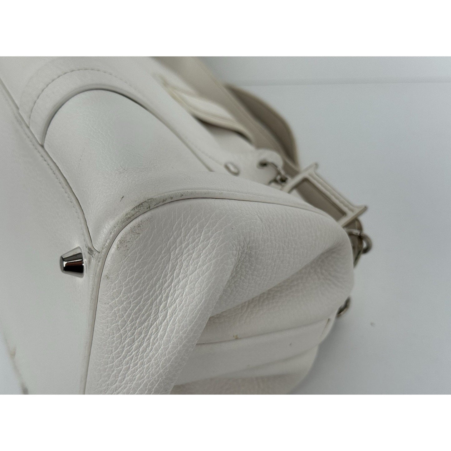 CHRISTIAN DIOR Leather Charm Satchel White