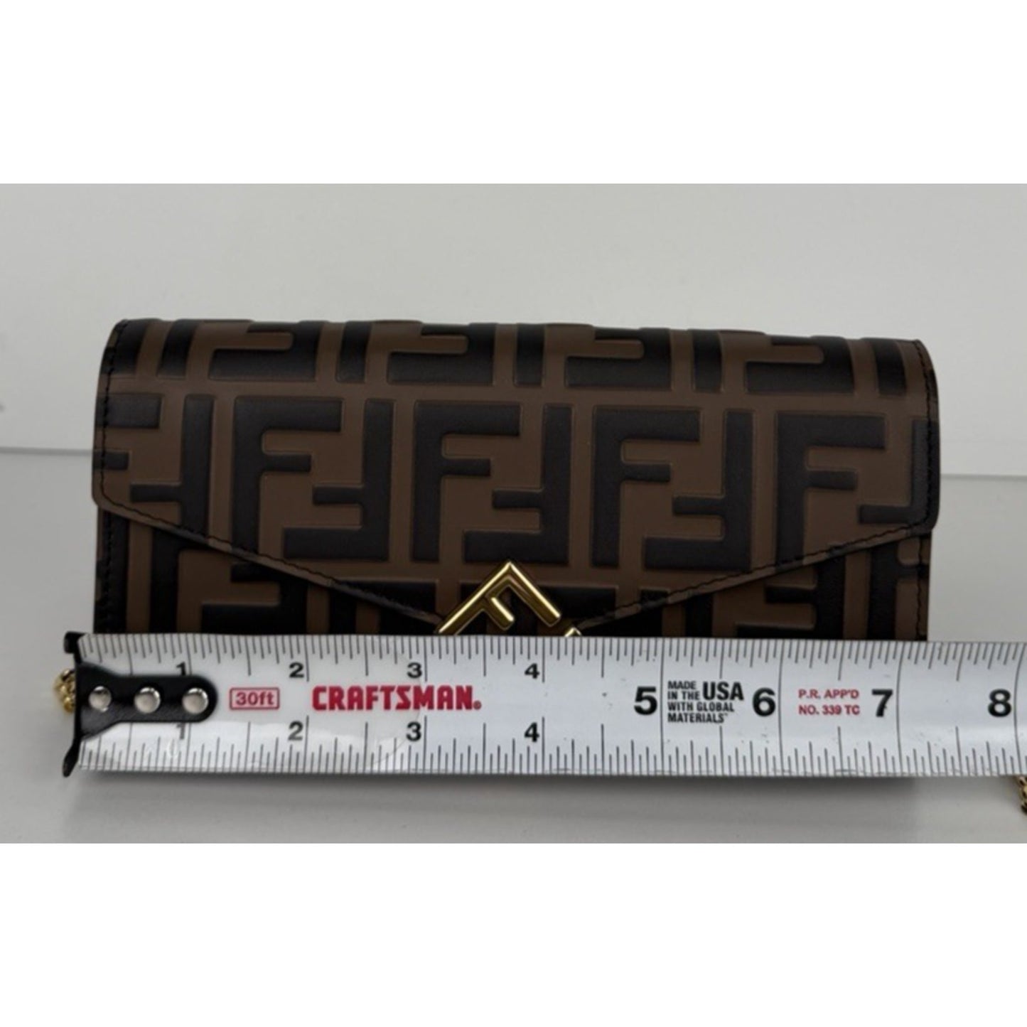 Fendi FF Diamonds Wallet on Chain Bag in Brown Leather Gold HW S08