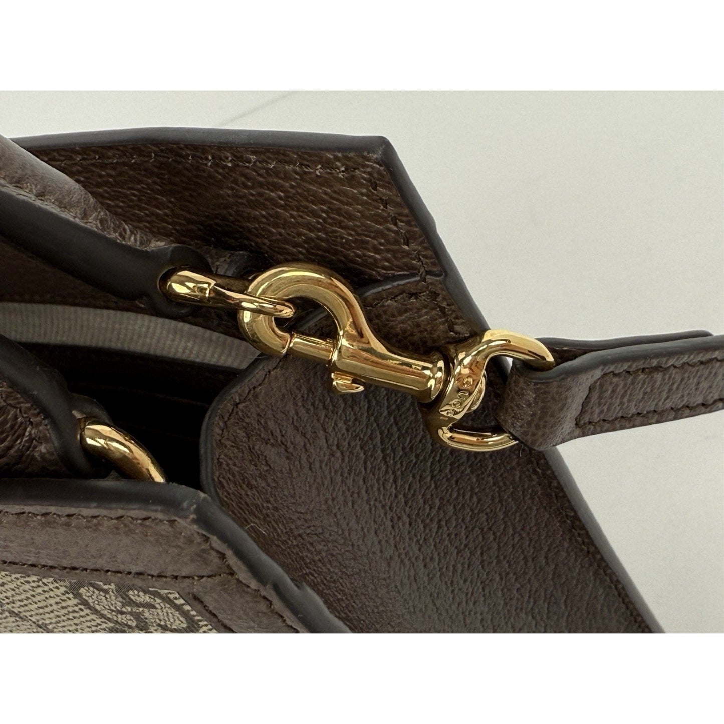 GUCCI Ophidia GG Supreme Super Mini Crossbody Handbag Canvas Beige Brown