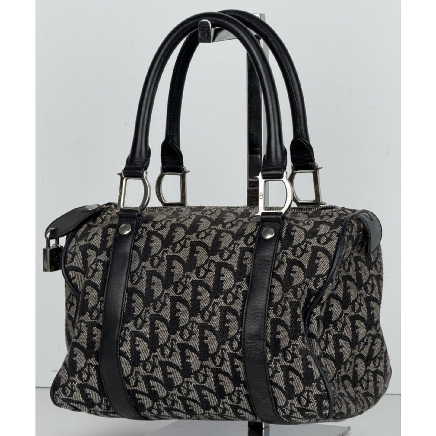 Christian Dior Trotter Boston Small Bag in Black Monogram Canvas 2002 S