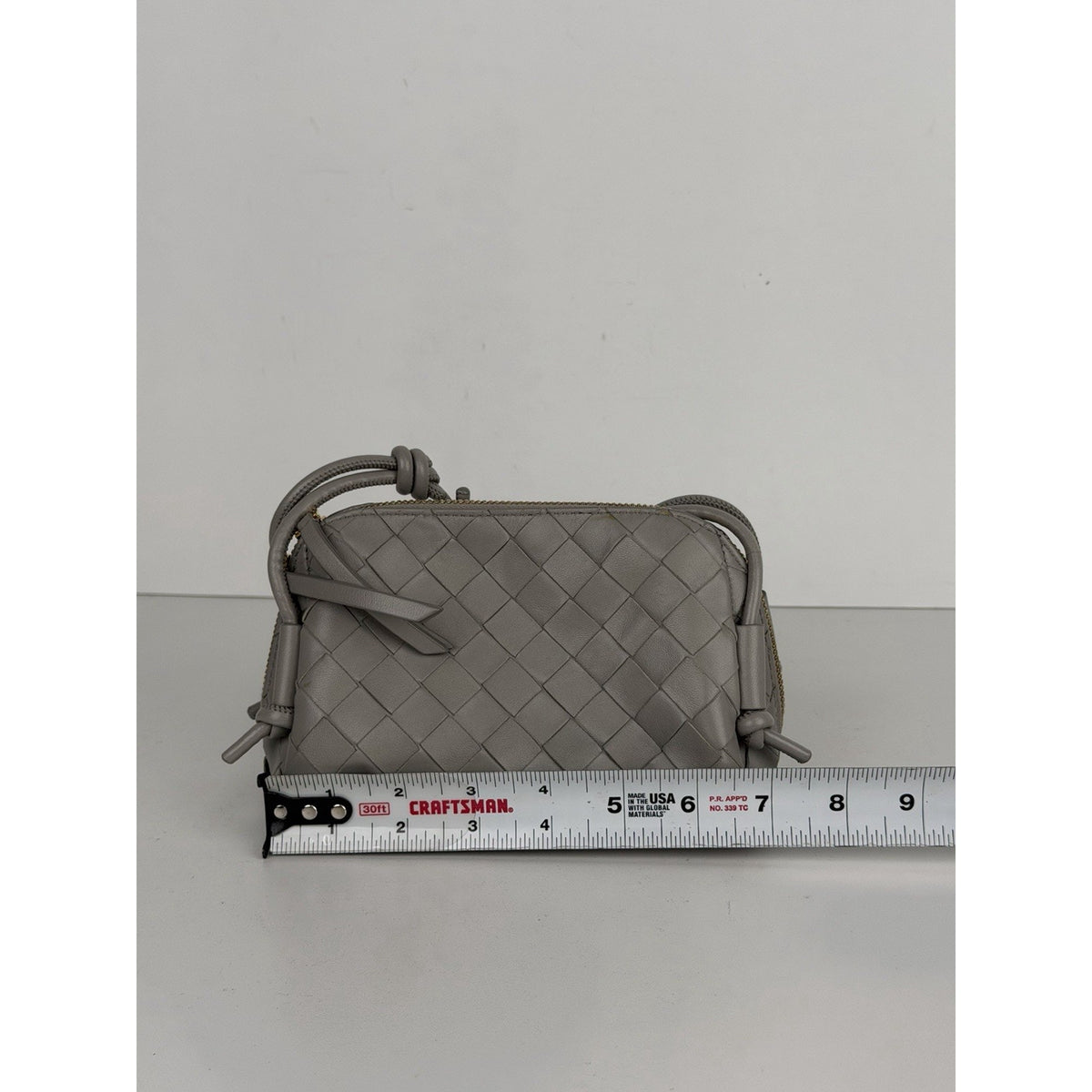 Bottega Veneta Concert Pouch Crossbody Bag Mini in Gray Intrecciato Leather E-1