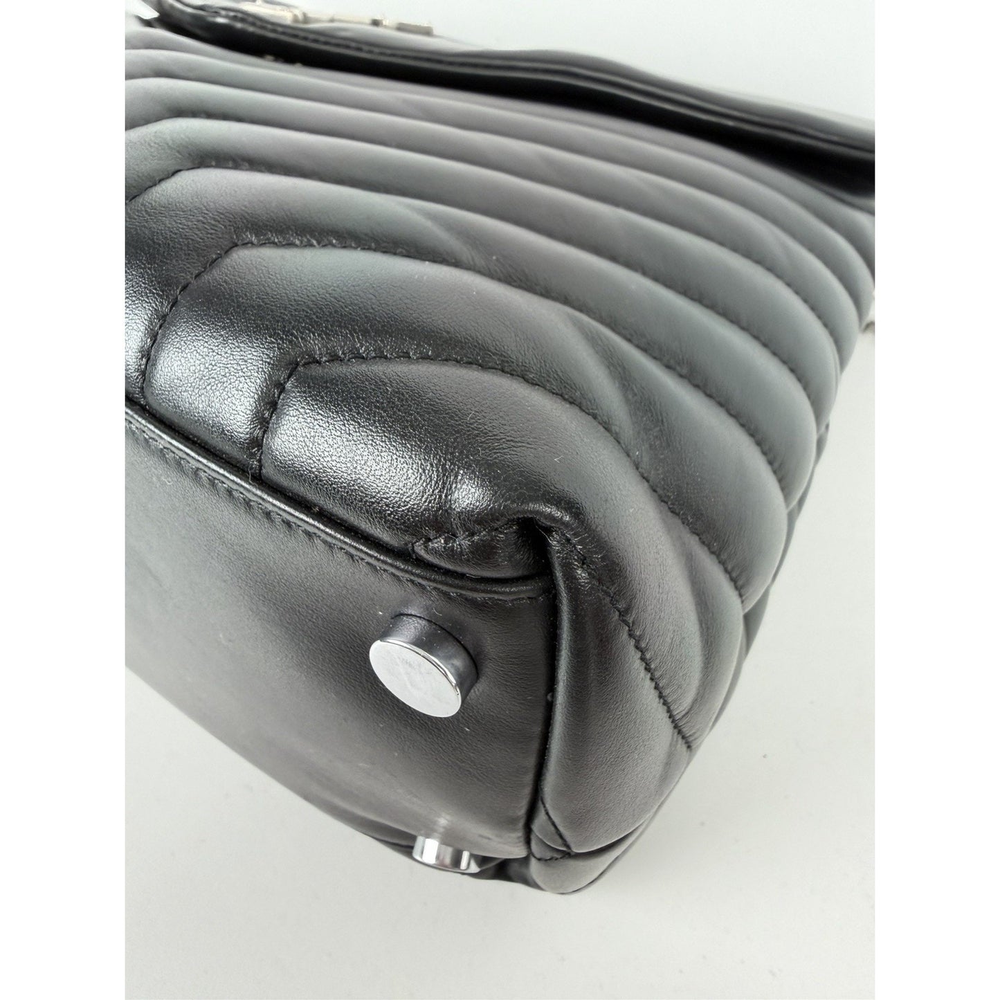 Saint Laurent Loulou Shoulder Bag Large Black Quilted Leather Silver Hardware B2