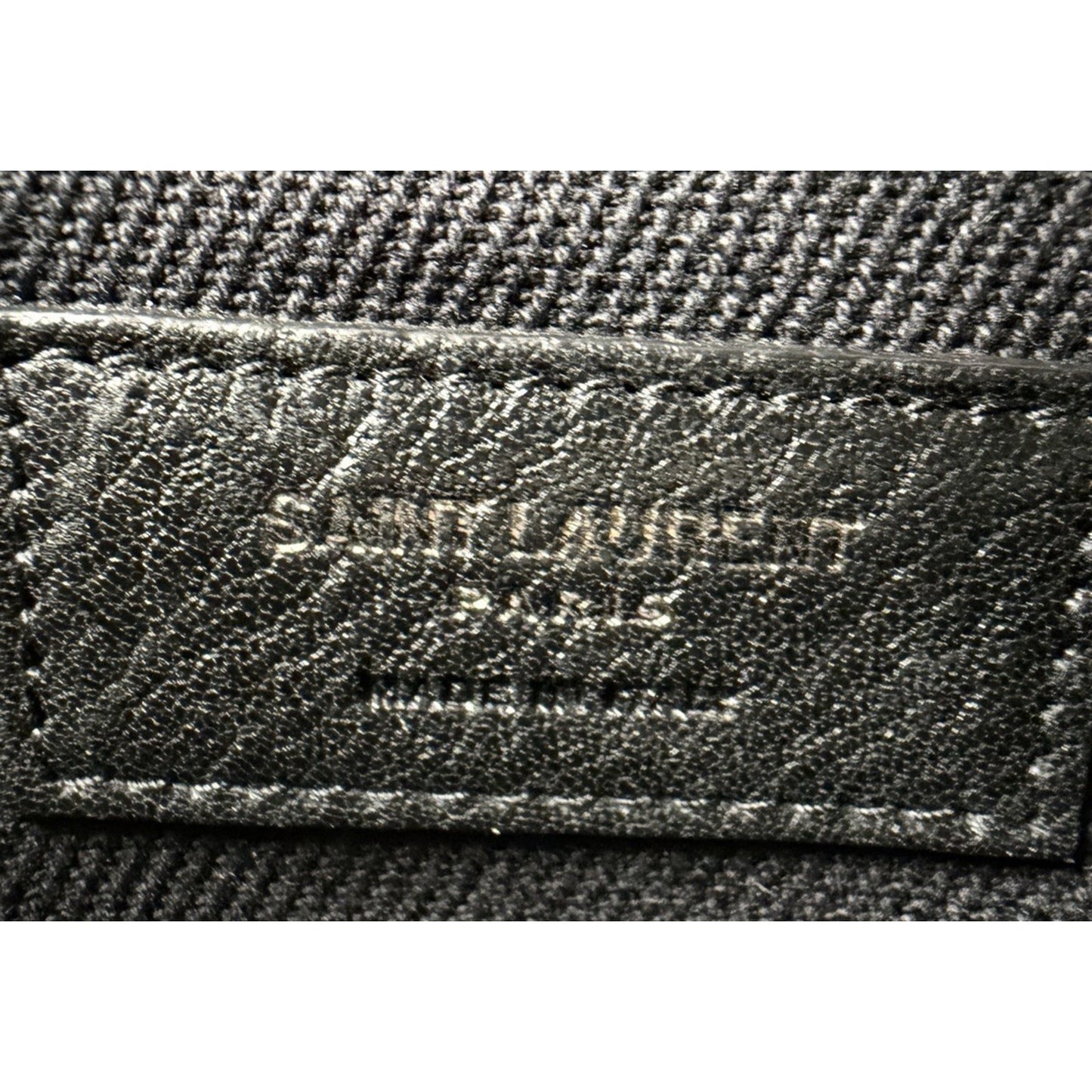 Saint Laurent Rive Gauche Tote Bag Bold White Logo Printed Black Canvas S