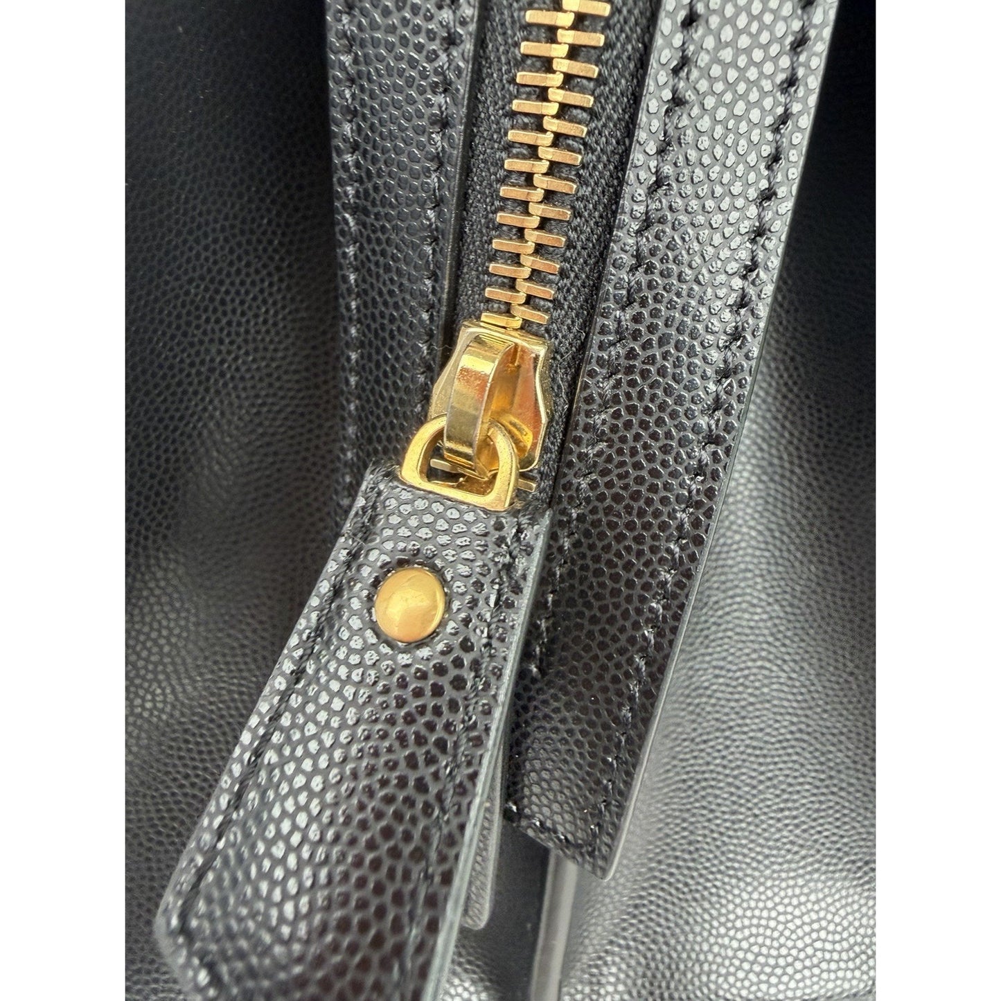 Saint Laurent Uptown Medium Tote Bag in Black Leather with Gold-Tone Hardware S
