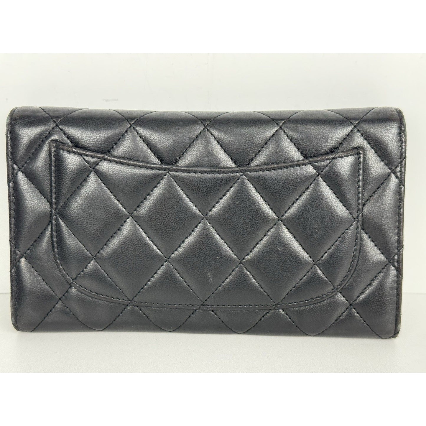 Chanel Large Flap Wallet in Black Diamond Quilted Lambskin w Gold Hardware B-9