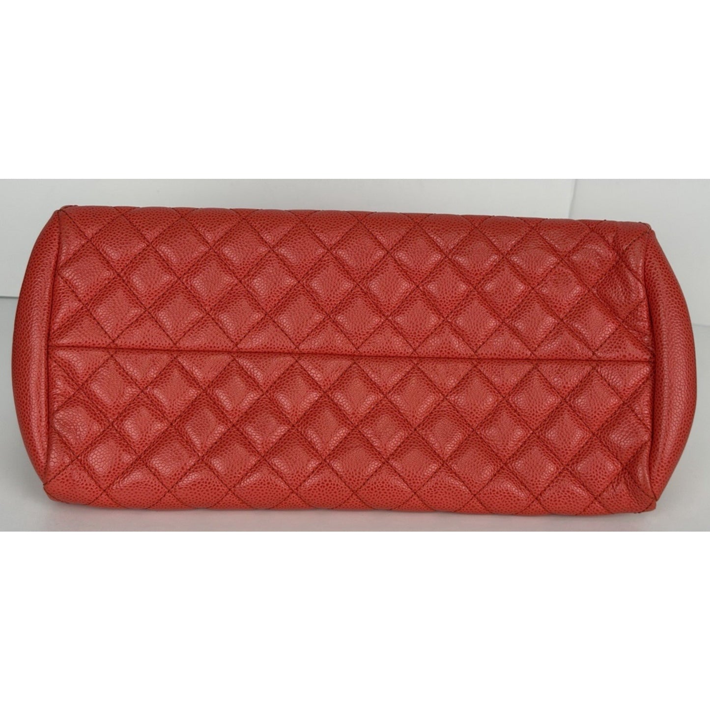 Chanel Medium Just Mademoiselle Bowling Bag in Red Caviar Leather F1