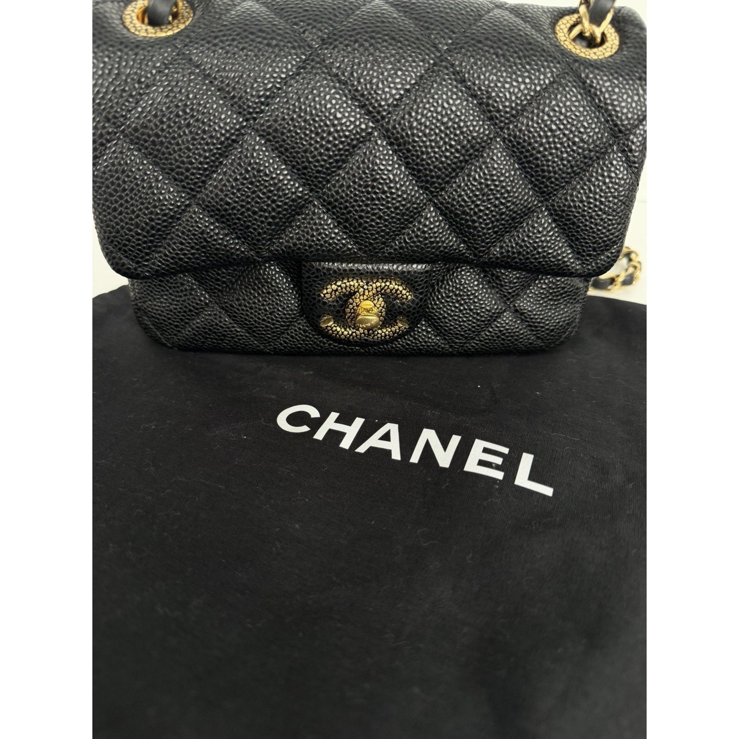 Chanel Quilted Mini Flap Bag in Black Grained Lambskin with Gold HW 2022 E8