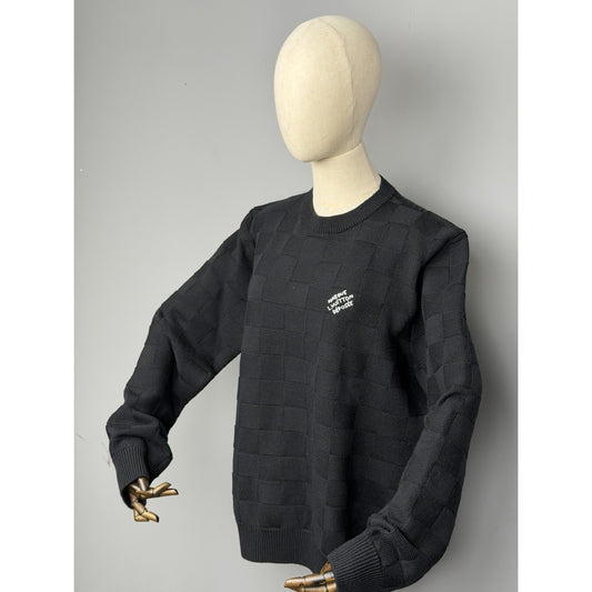 Louis Vuitton Pullover Sweater in Black Embellished Wool Damier