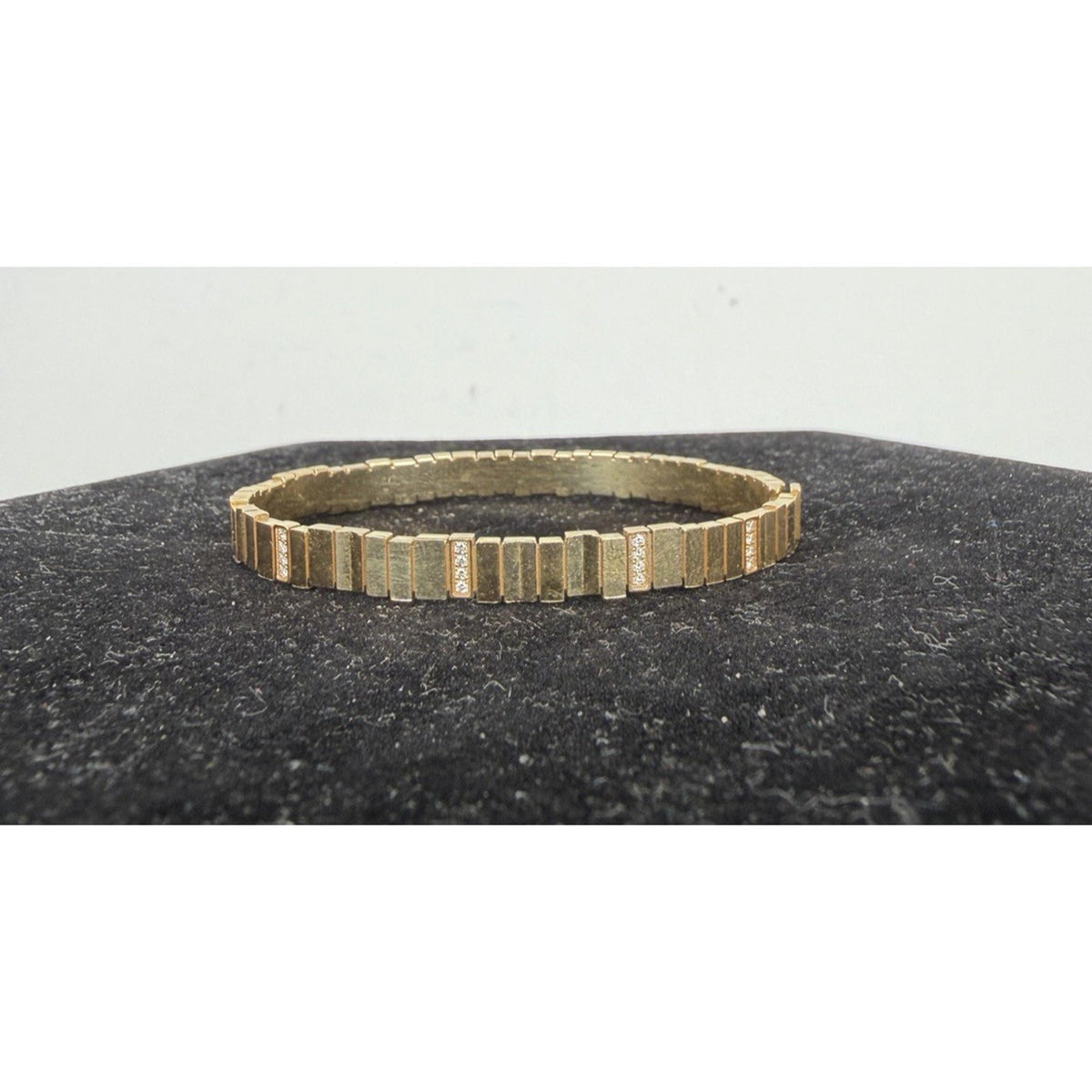 Christian Dior GEM Bangle Bracelet in 18k Gold with Diamonds Size 15.5