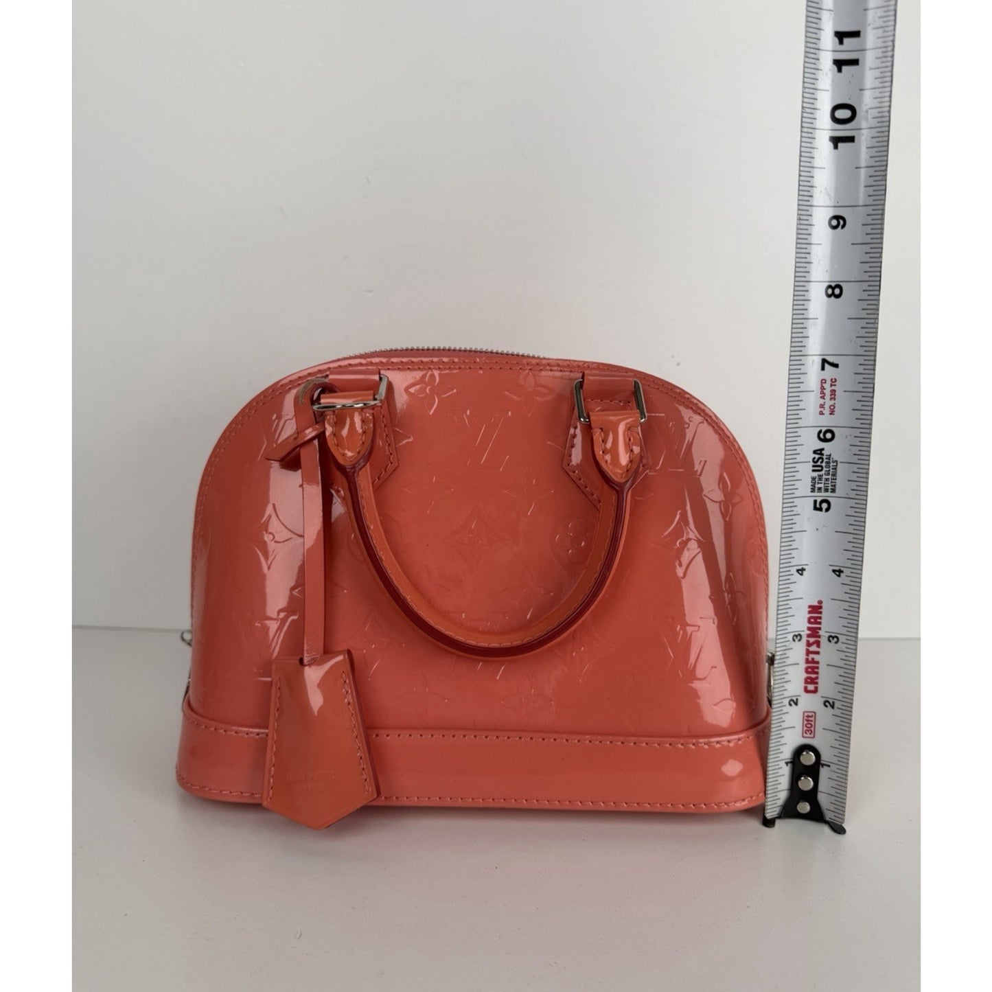 Louis Vuitton Alma BB Bag LV Monogram Glossy Coral-Pink Patent Leather 2015 S