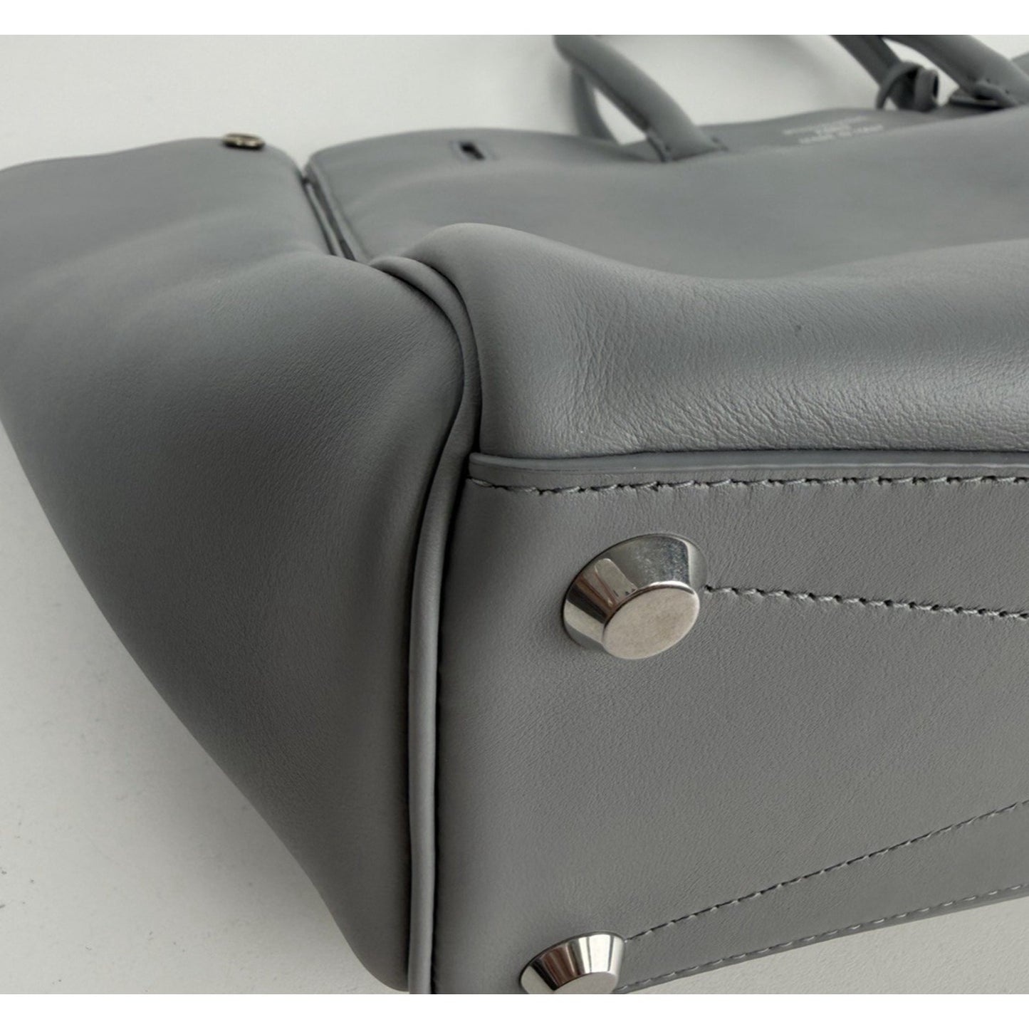 Balenciaga Smooth Calfskin Small Bel Air Carry All Bag in Cloud Grey Leather E7