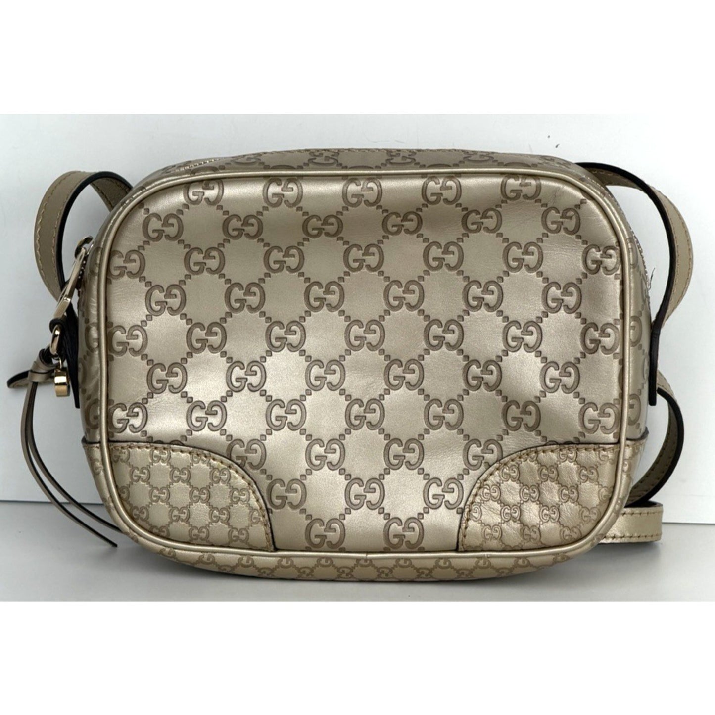 Gucci Bree Disco Mini Crossbody Bag in Gold Embossed Guccissima Leather S-10