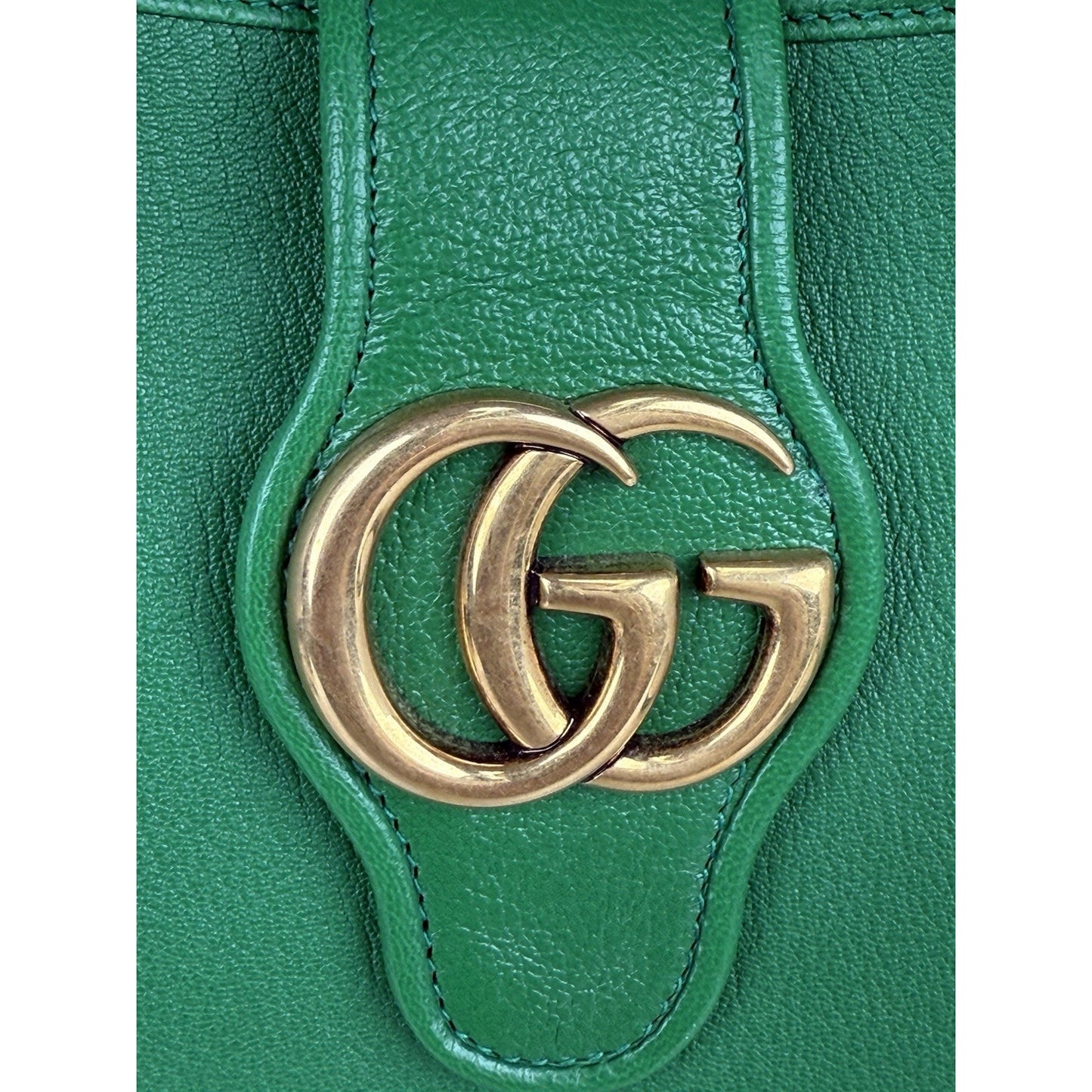 GUCCI Aphrodite GG 2 Way Shoulder Bag Green Calfskin Leather